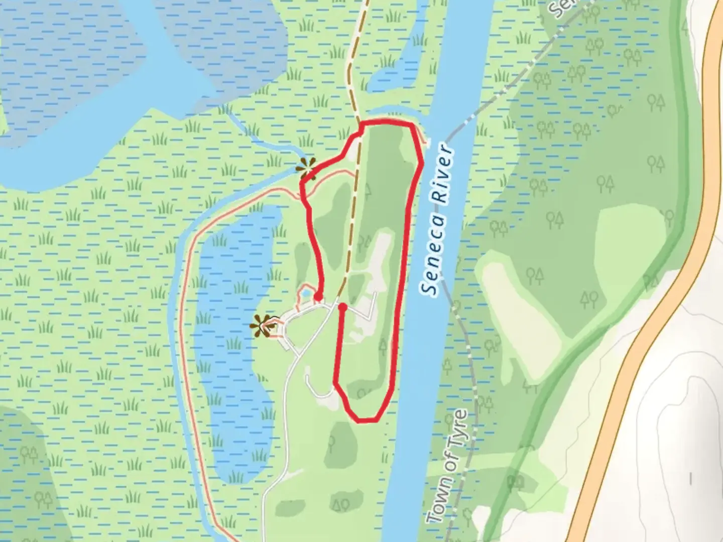 An image depicting the trail Seneca River Loop and its surrounding area.