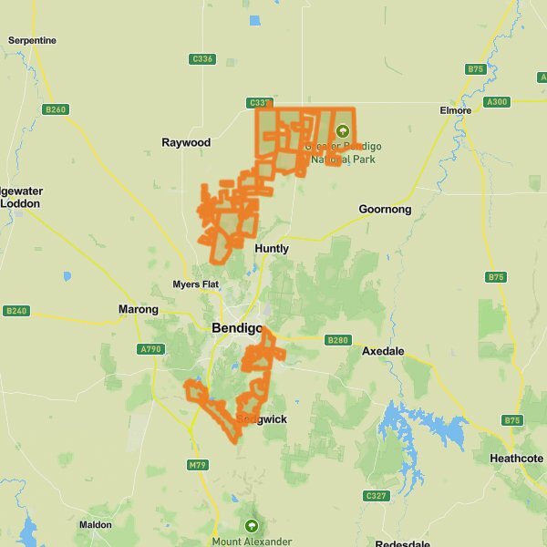 Greater Bendigo National Park mobile static map