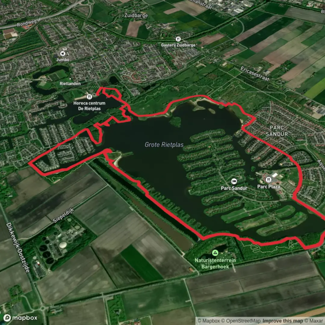 An image depicting the trail Grote Rietplas Loop and its surrounding area.