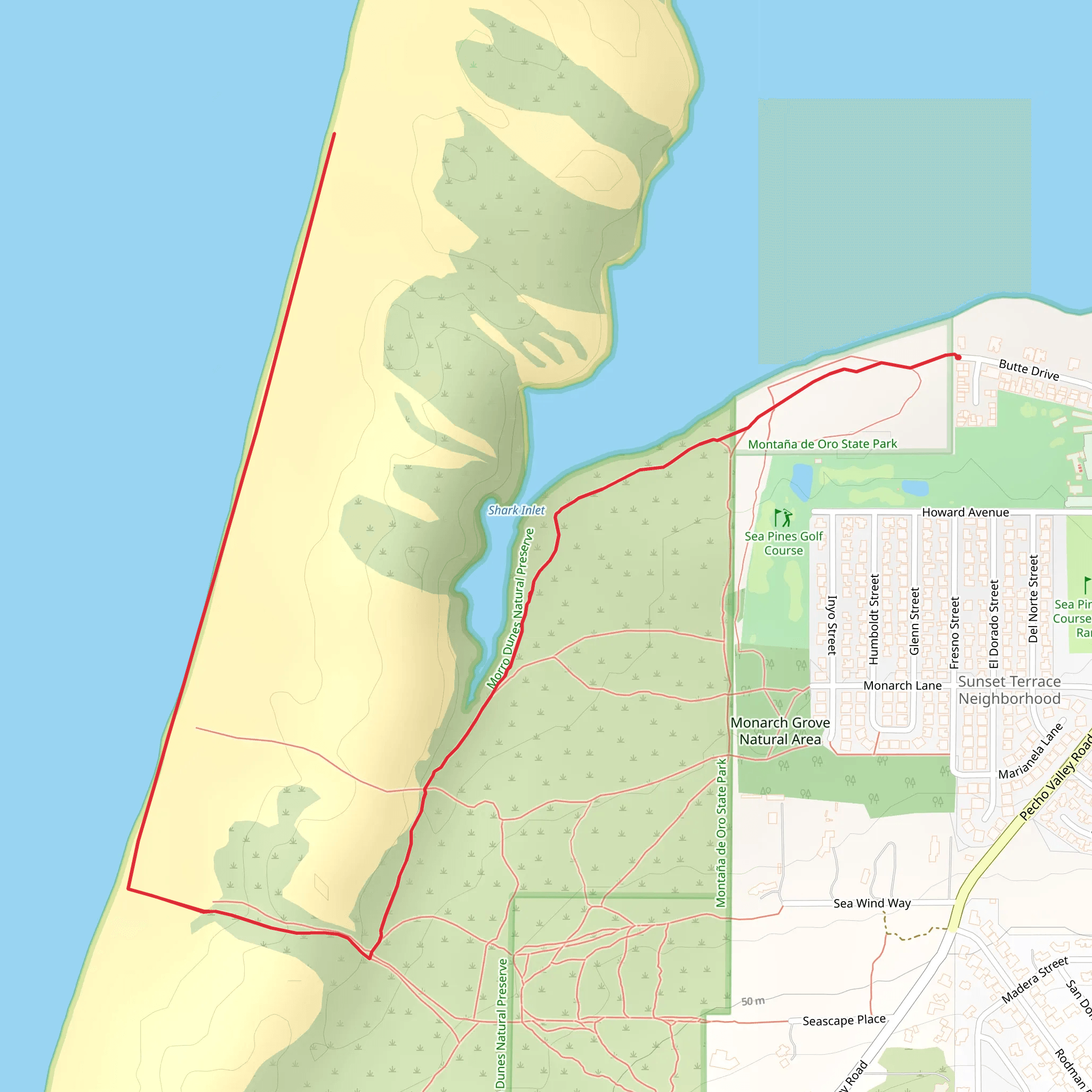 Morro Dunes Natural Preserve Beach mobile static map