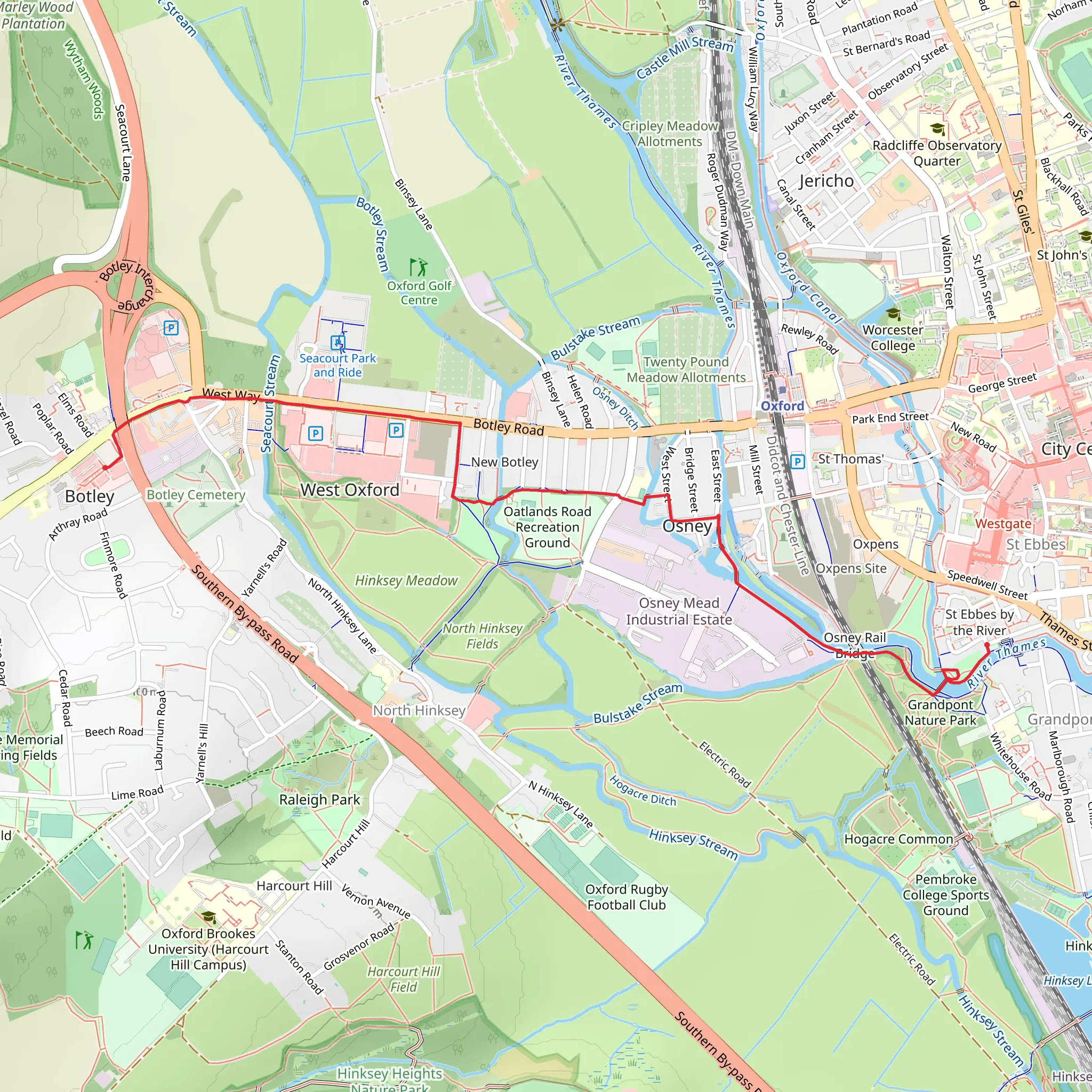 River Thames via Thames Path in Oxford mobile static map