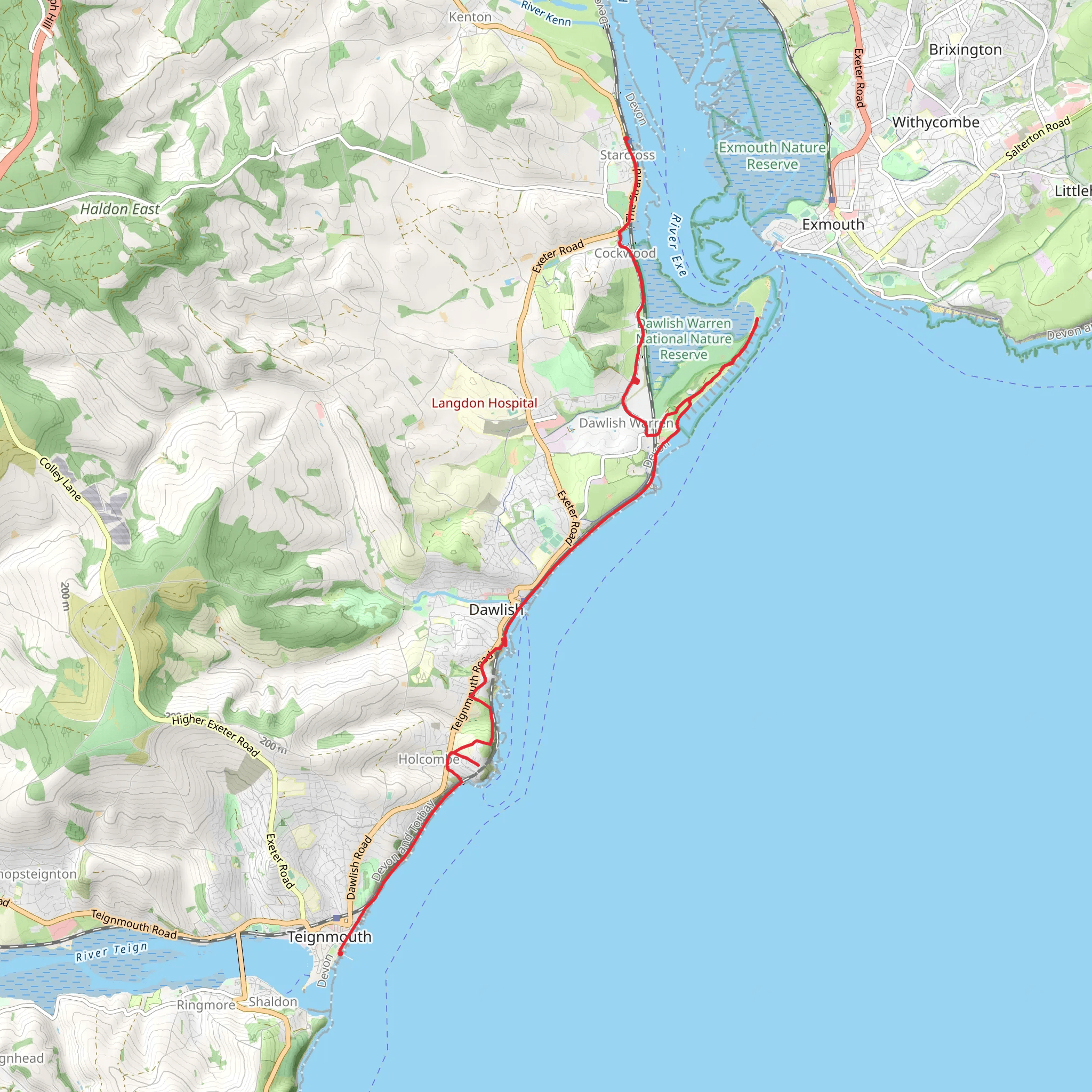 Starcross to Teignmouth mobile static map