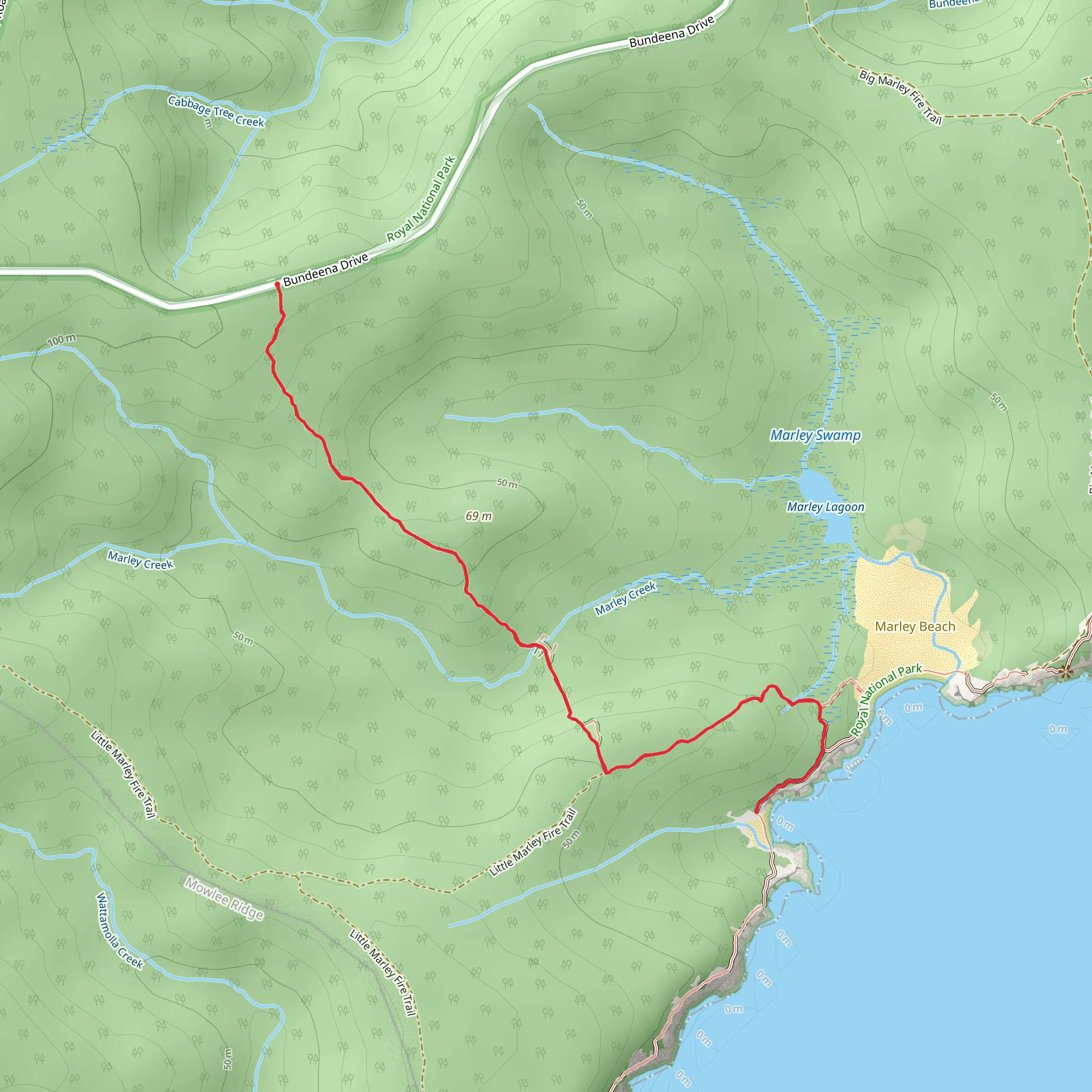 Bundeena Drive to Marley Walk mobile static map