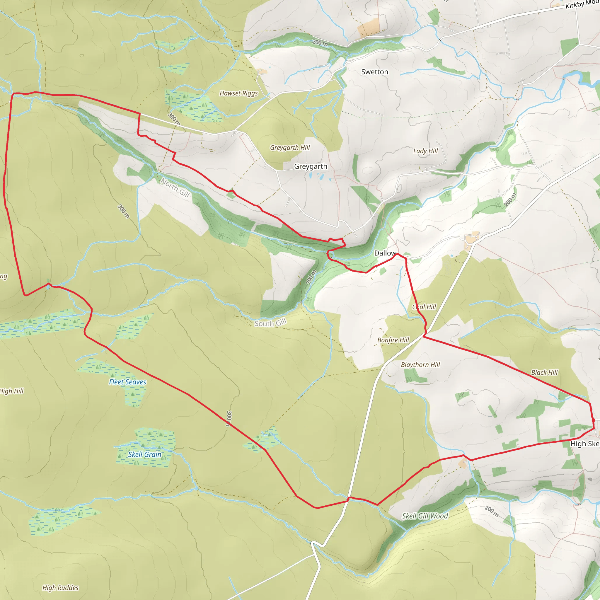 Dallow Moor - Dallowgill Moor and Skelding Moor mobile static map