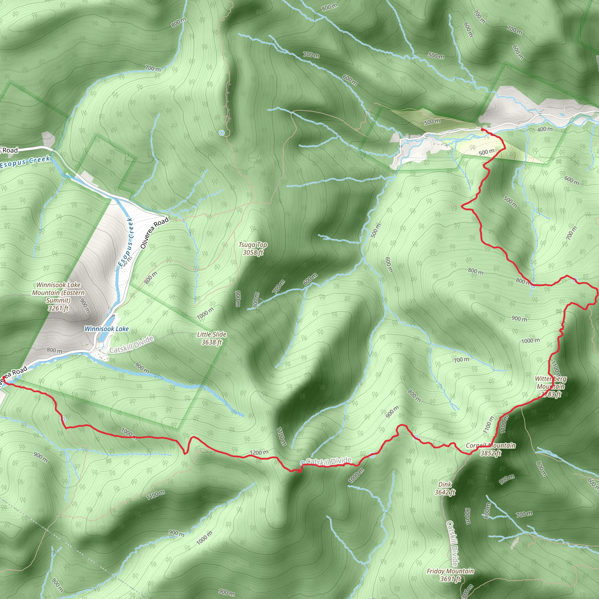 Slide Mountain, Cornell Mountain and Wittenberg Mountain via Wittenberg - Cornell - Slide Trail mobile static map