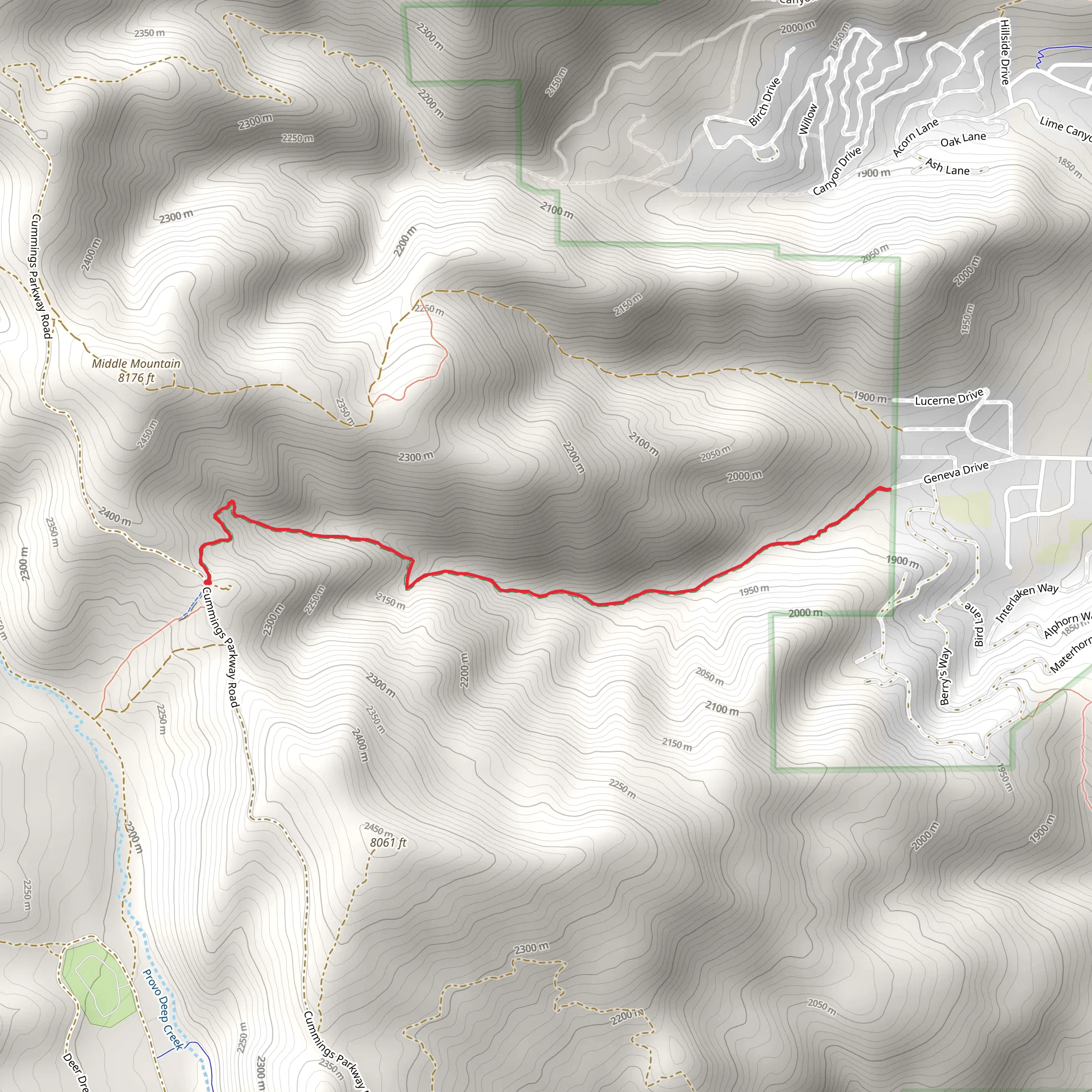 Sids Canyon Trail Out and Back mobile static map