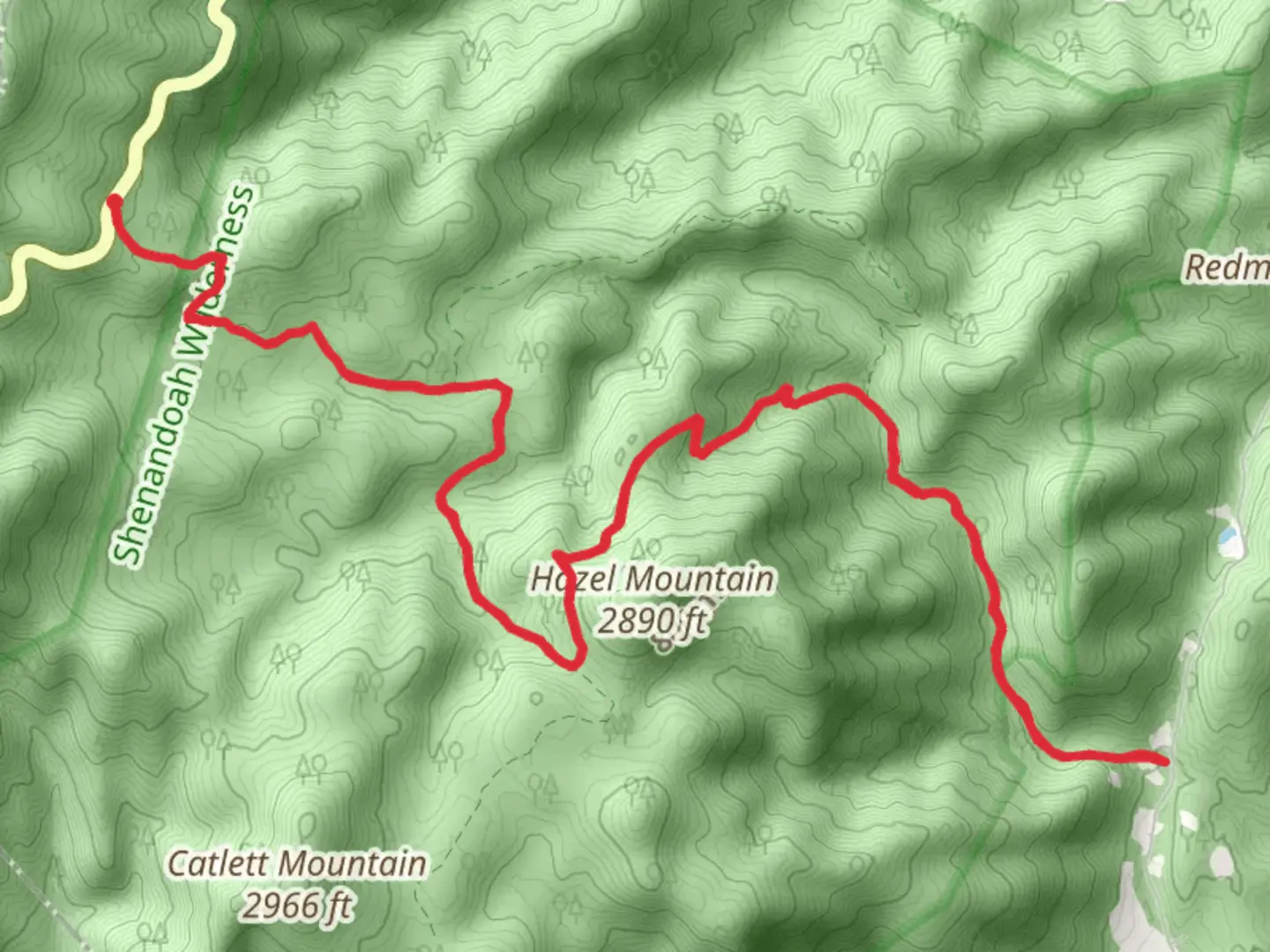 An image depicting the trail Hazel Mountain Trail and Hazel River Trail and its surrounding area.