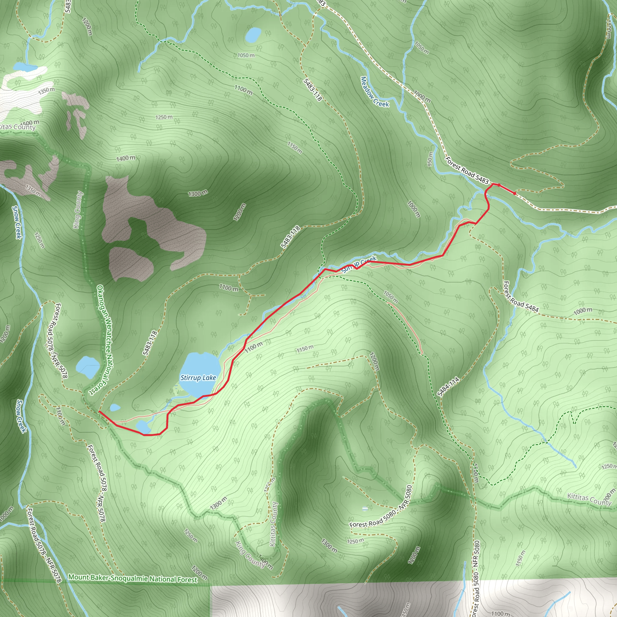 Stirrup Lake Trail mobile static map