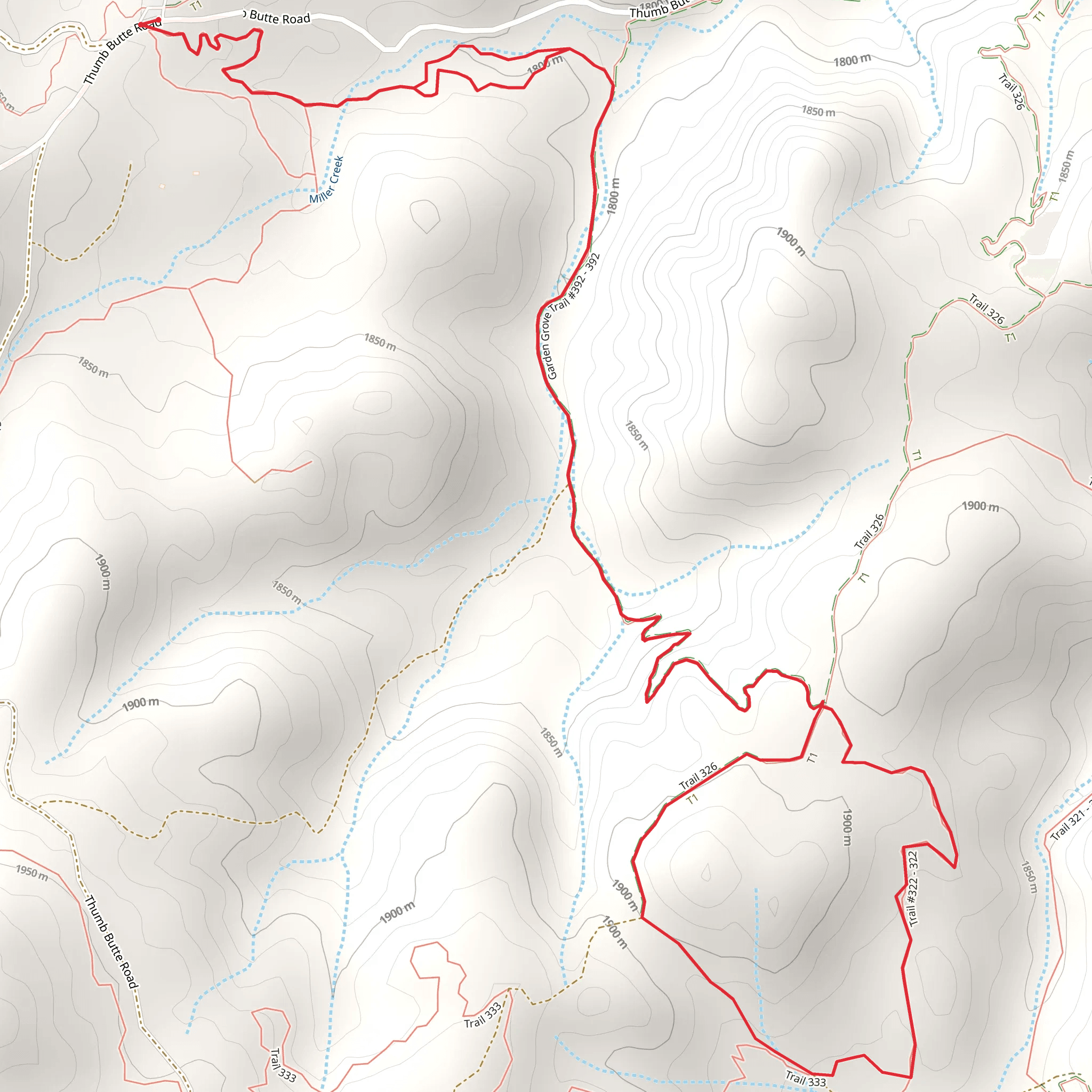 Prescott Circle Trail and Trail 326 Loop mobile static map