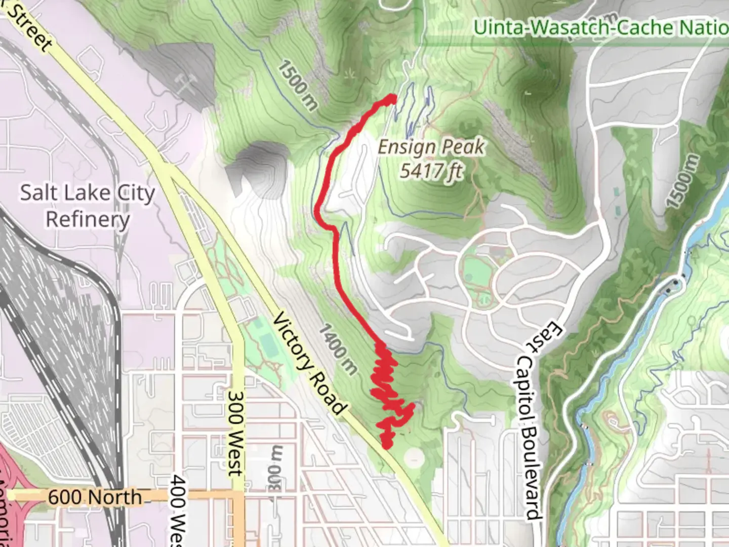 An image depicting the trail Victory Switchbacks and Hell Canyon Trail and its surrounding area.