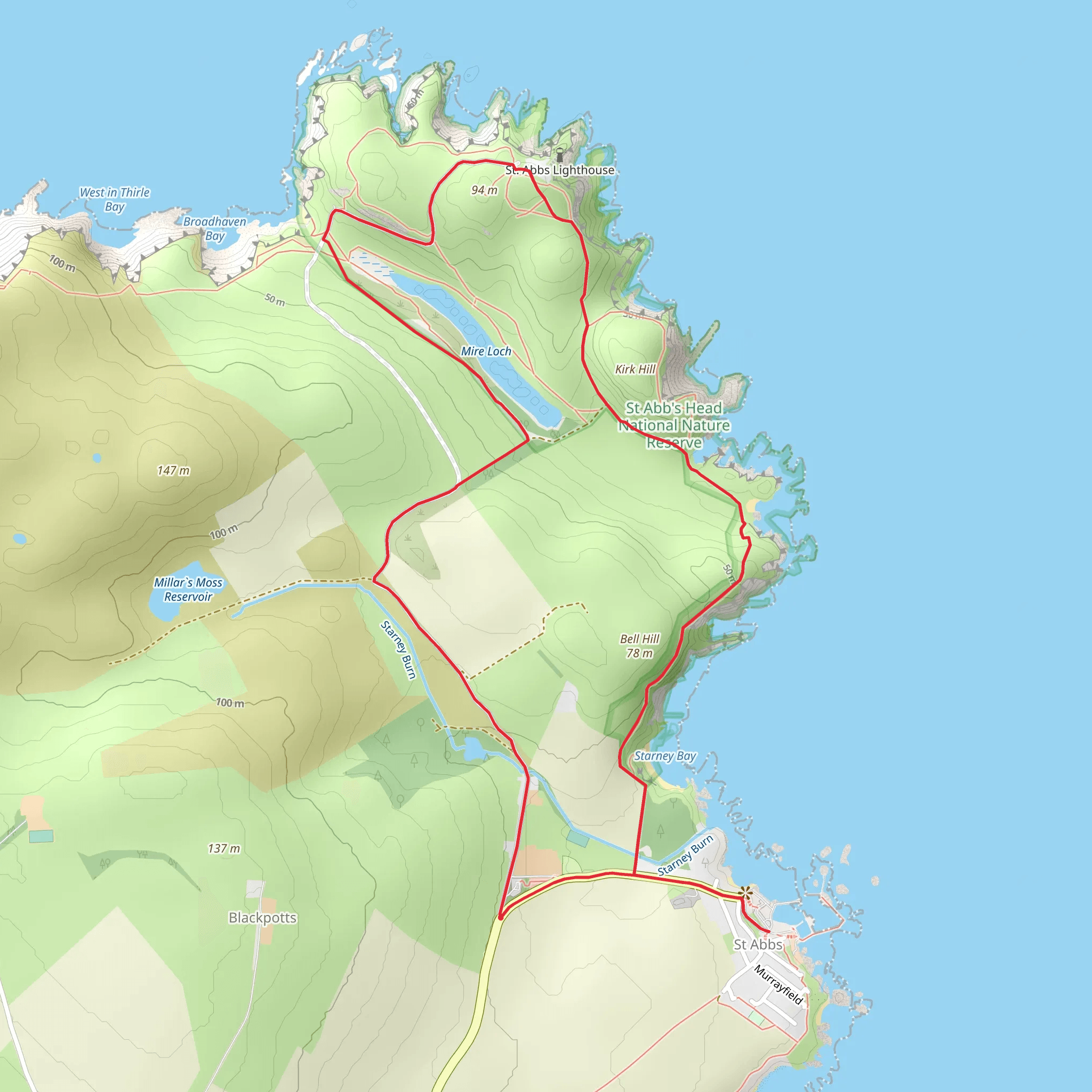 St Abb's Head from St Abbs mobile static map