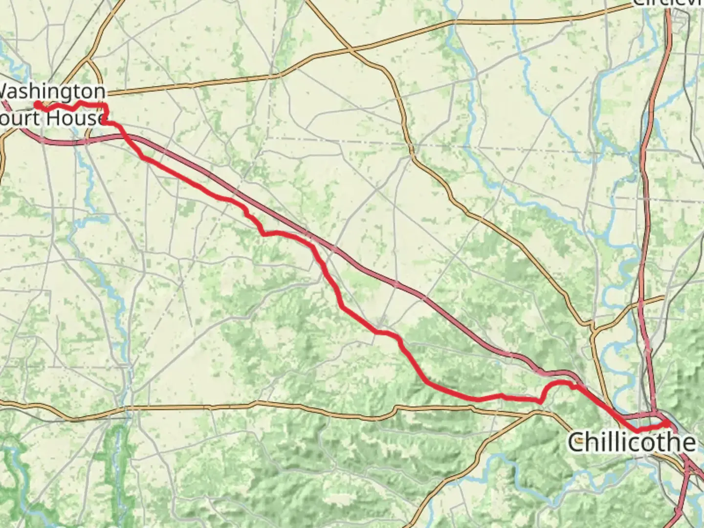An image depicting the trail Paint Creek Recreational Trail and its surrounding area.