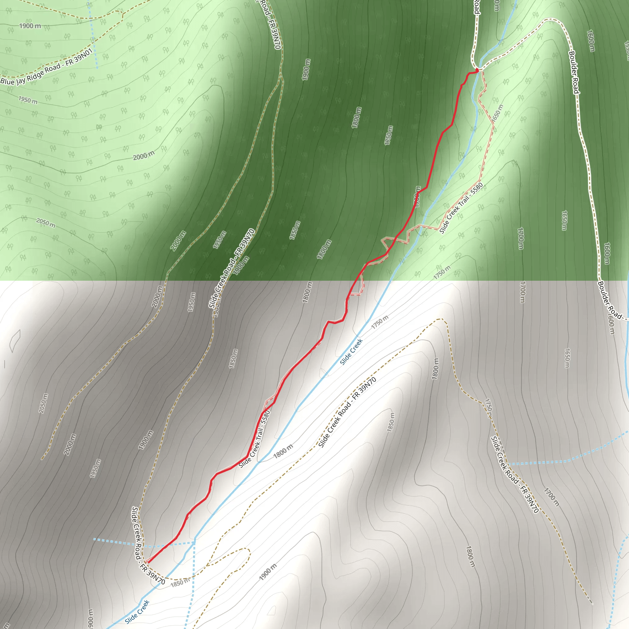 Slide Creek Trail mobile static map