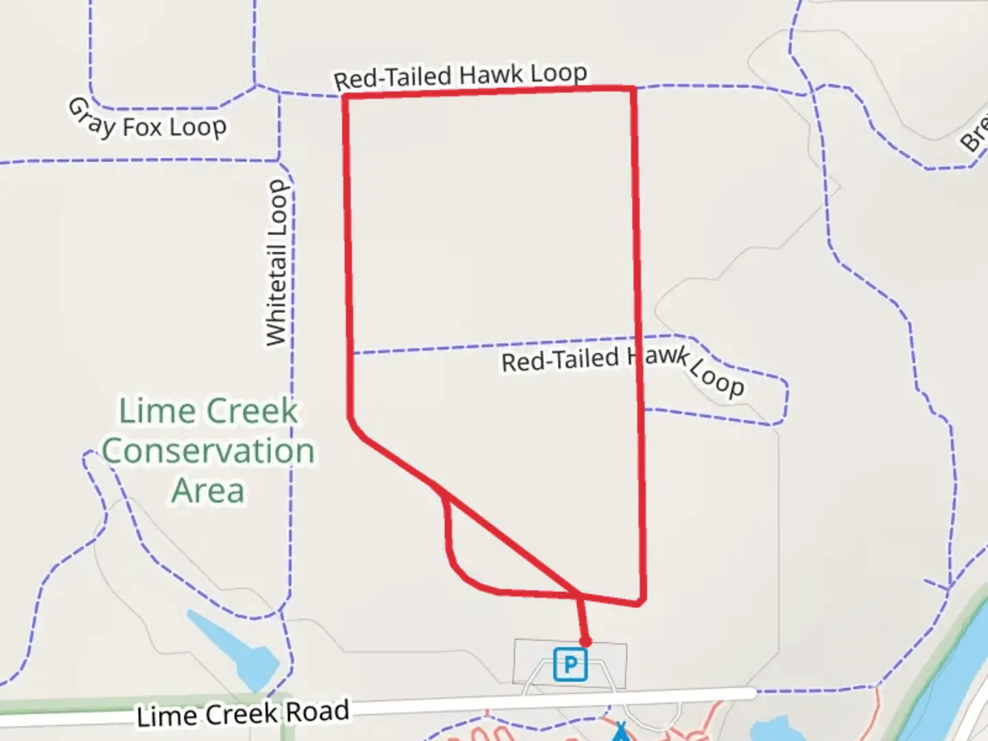 An image depicting the trail Red-Tailed Hawk Loop and its surrounding area.