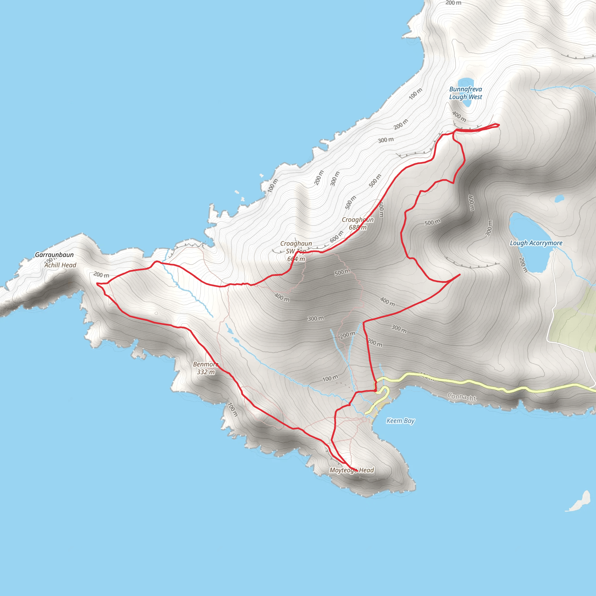 Croaghaun and Benmore Loop from Keem mobile static map