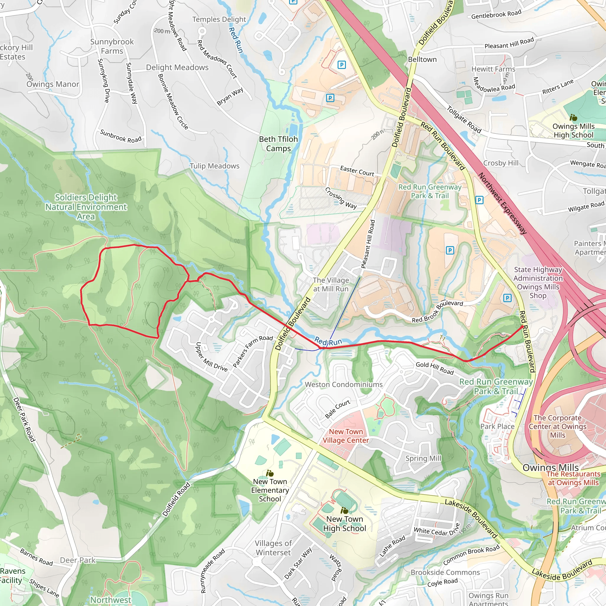 Red Run Stream Valley Loop Trail mobile static map