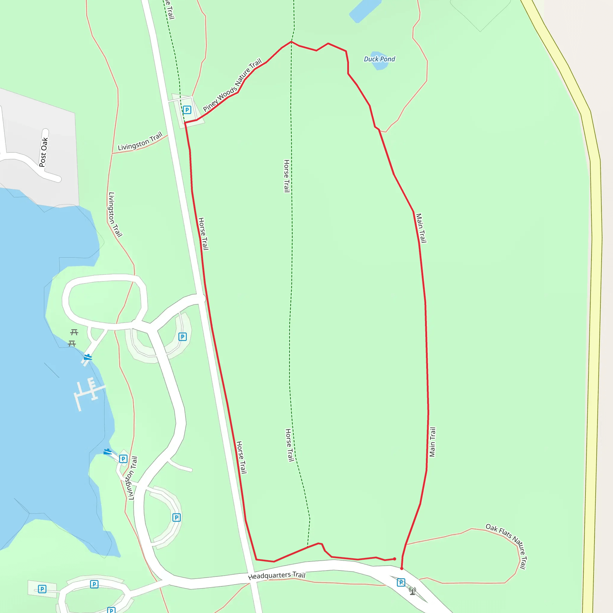 Lake Livingston State Park Loop mobile static map