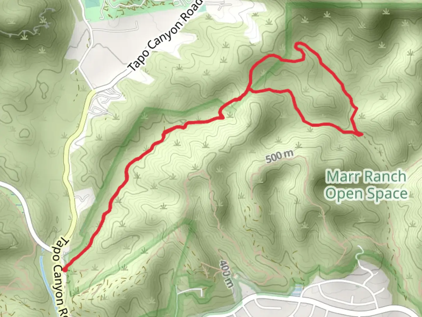 An image depicting the trail Tapo Canyon Loop Trail and its surrounding area.