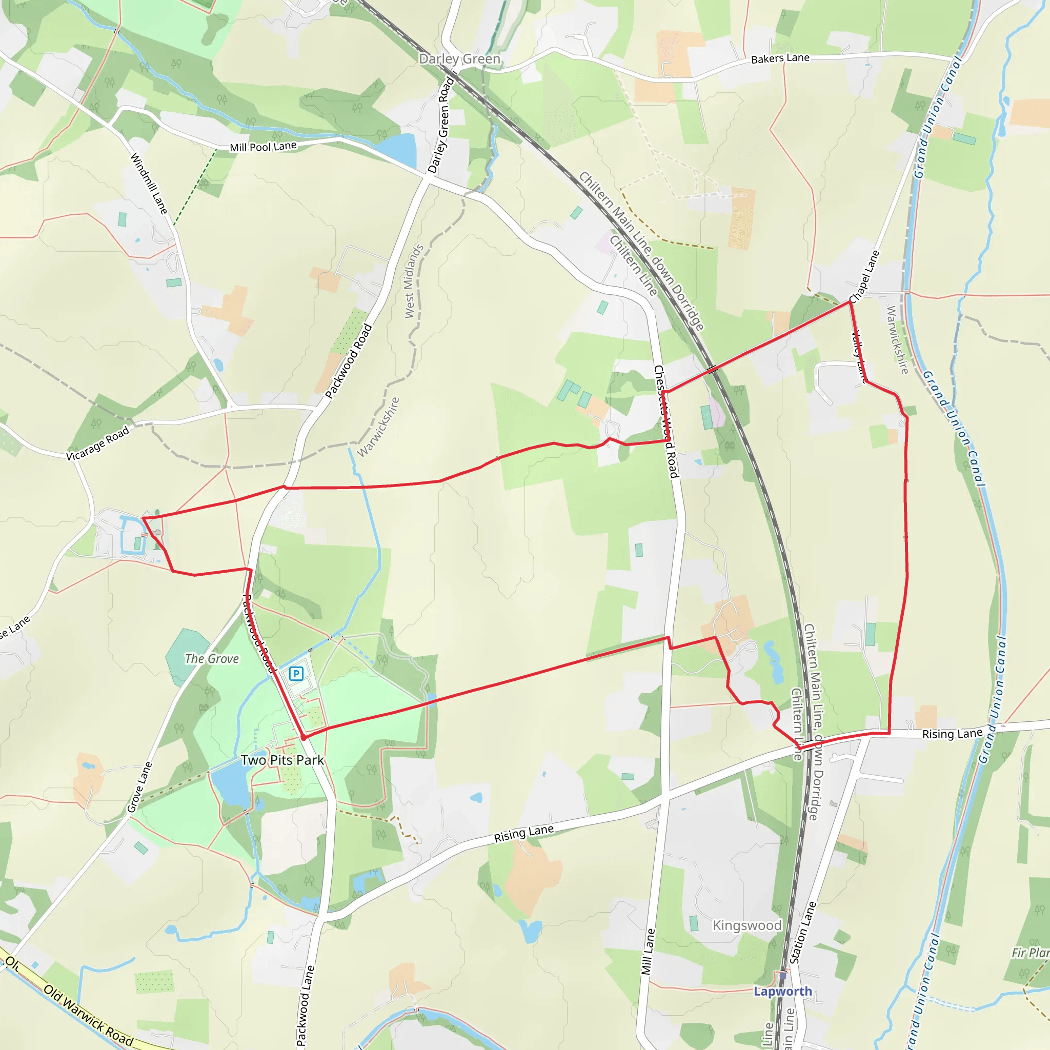 Circular from Packwood House near Dorridge mobile static map