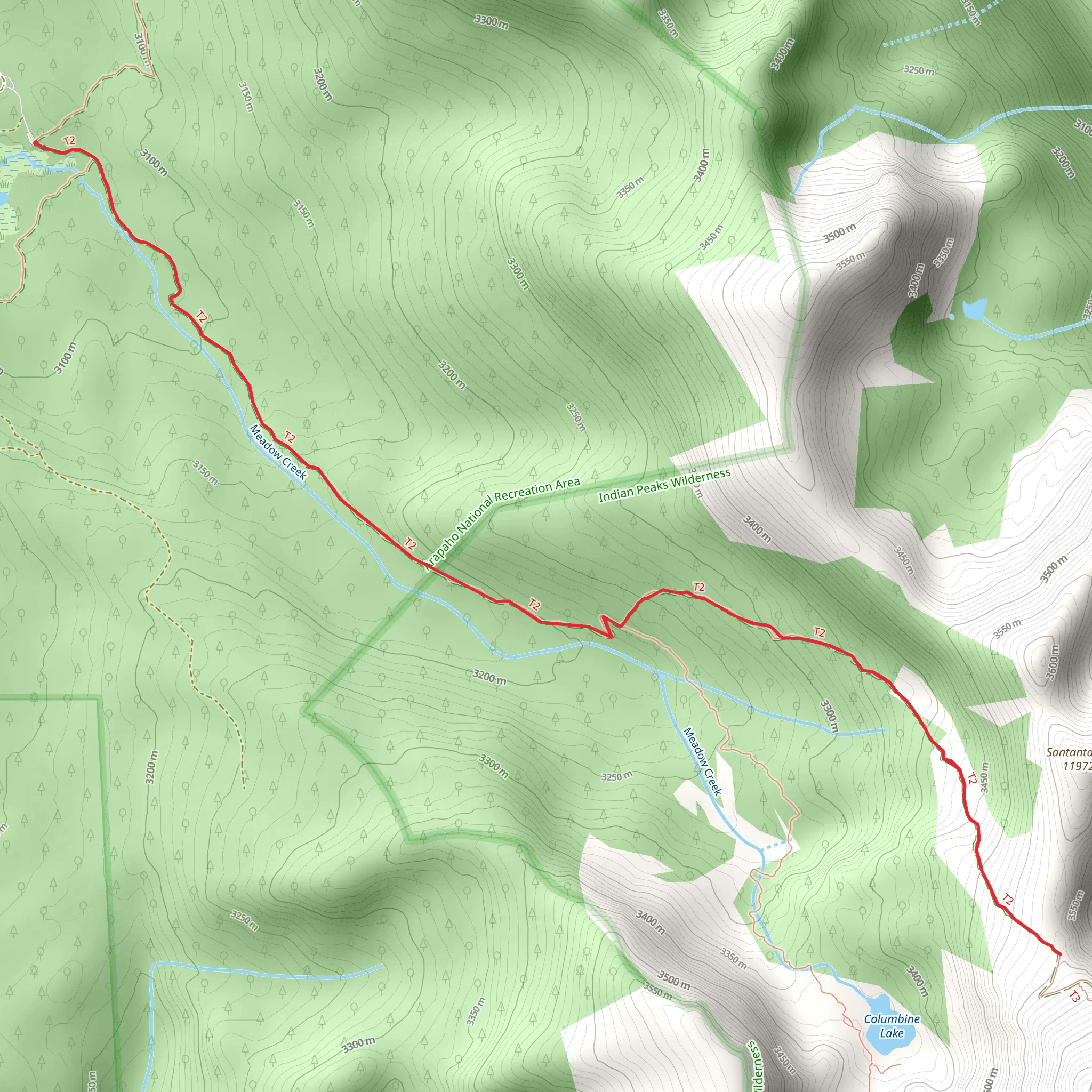 Santana Peak via Meadow Creek mobile static map