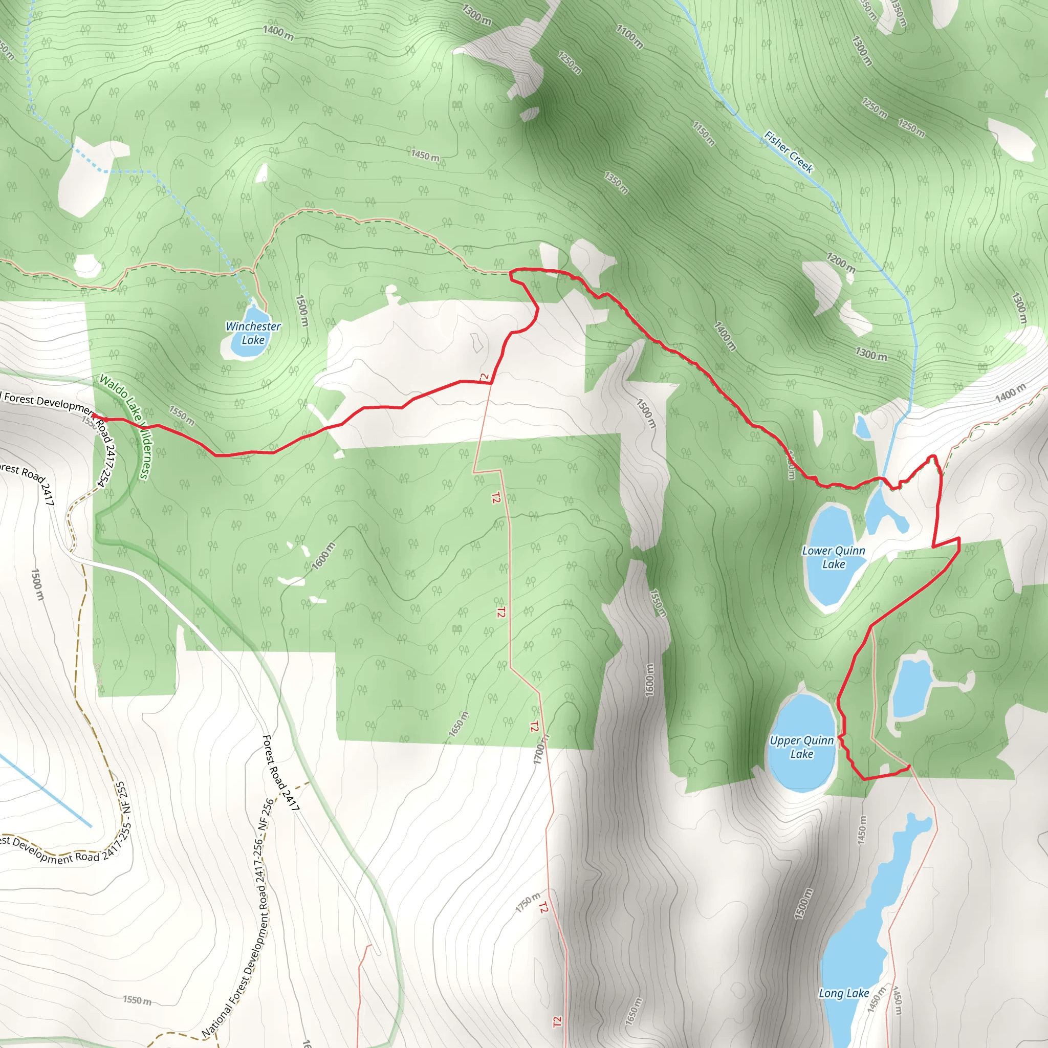 Upper Quinn Lake via Blair Lake Trail mobile static map