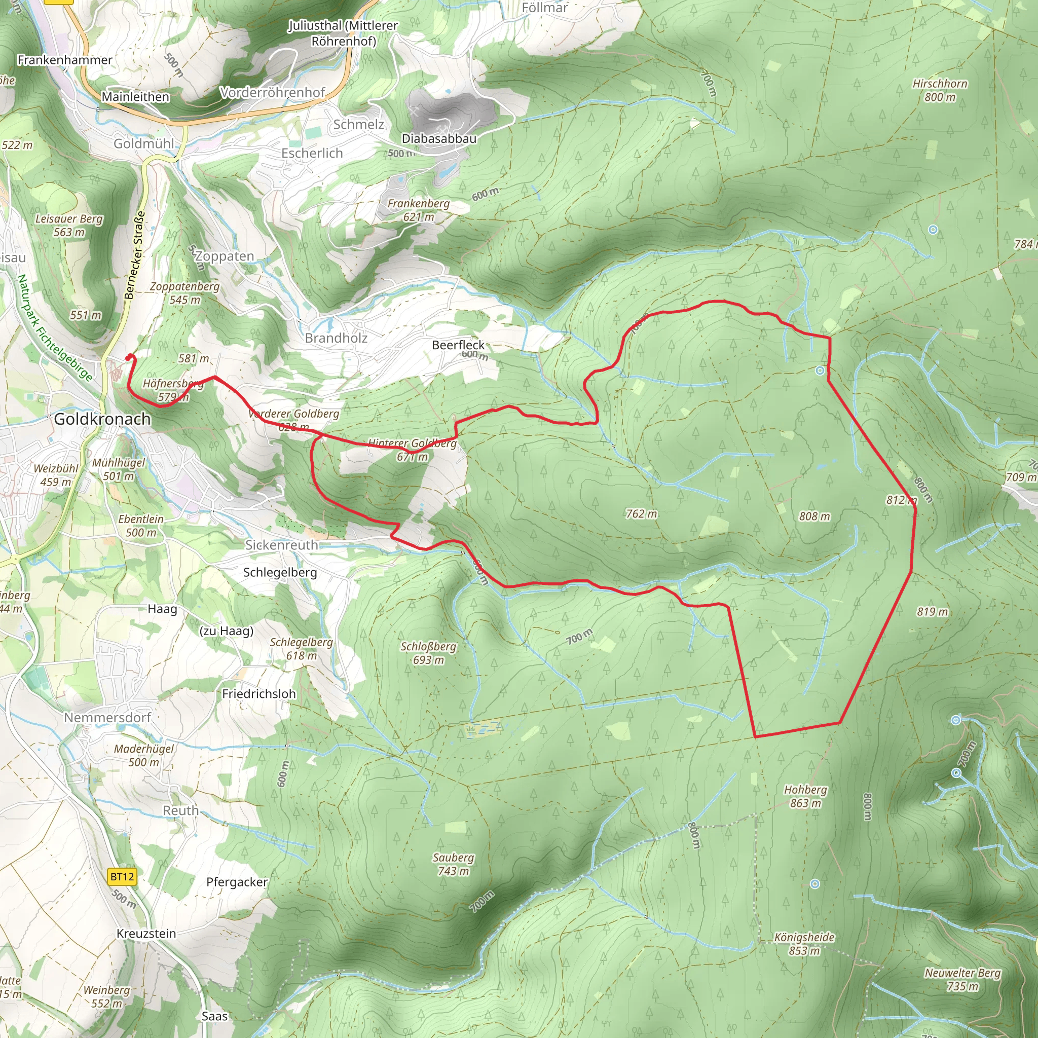 Vorderer Goldberg and Hinterer Goldberg Loop - Goldkronach mobile static map