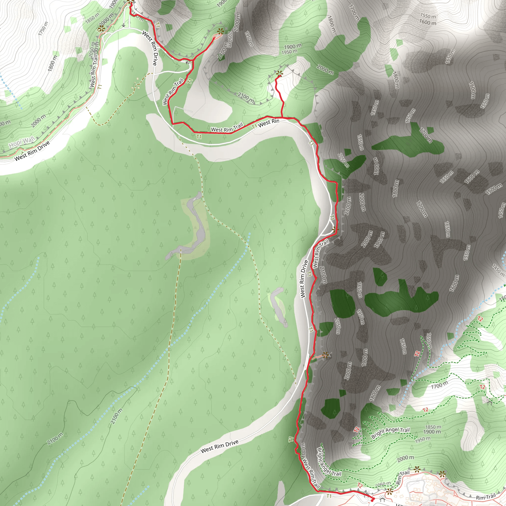 West Rim Trail - Grand Canyon mobile static map