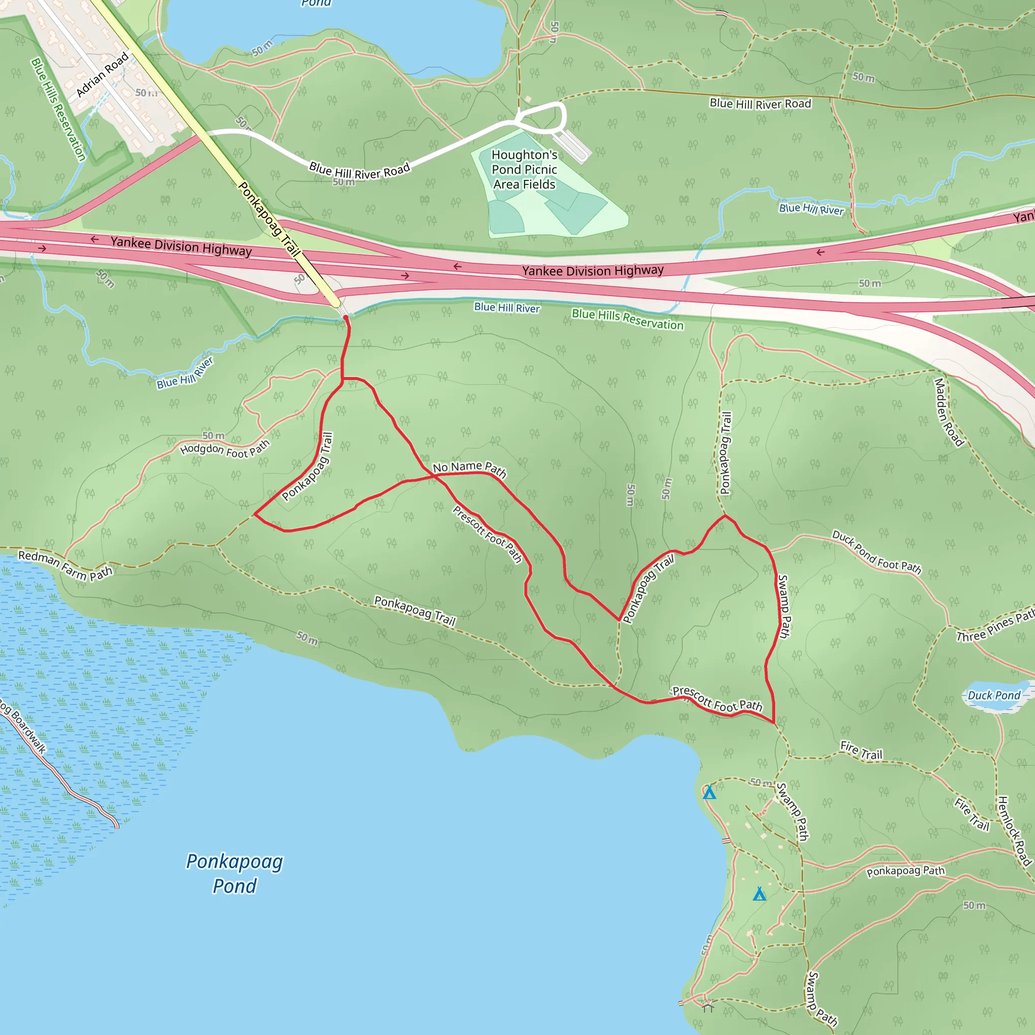 Ponkapoag North Loop mobile static map