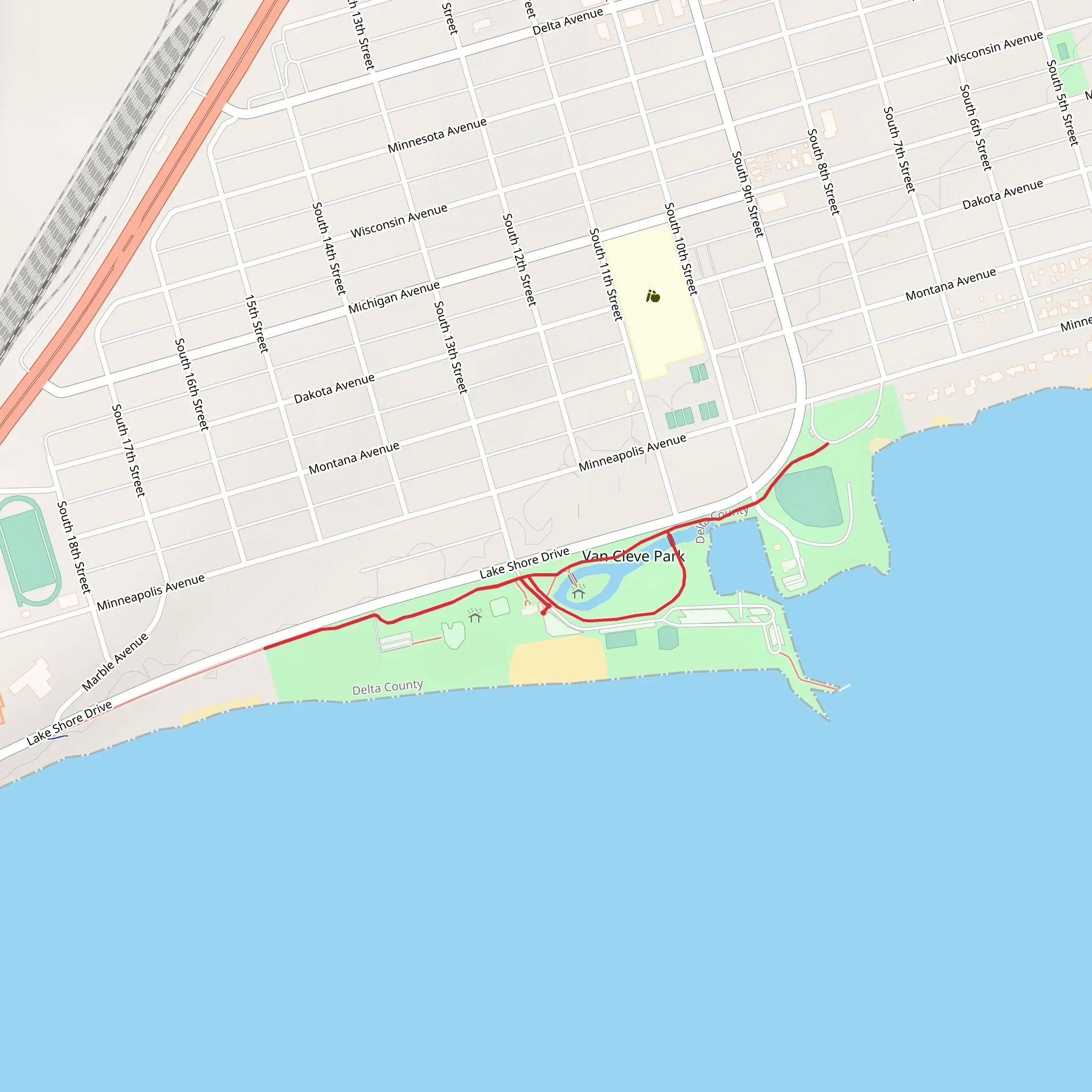 Van Cleve Park and Lakeshore mobile static map