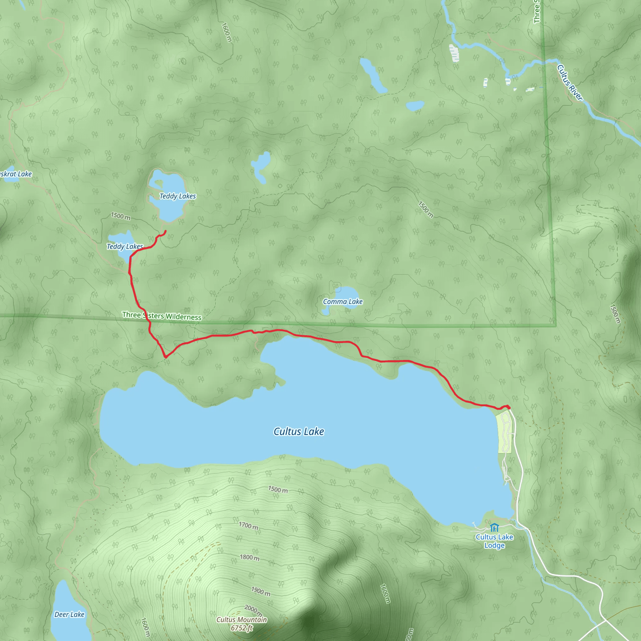 Teddy Lake via Winopee Lake Trail mobile static map
