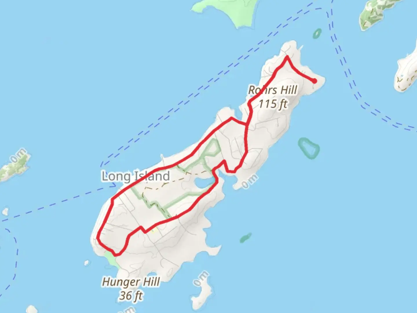 An image depicting the trail Rohrs and Hunger Hill Loop - Long Island and its surrounding area.