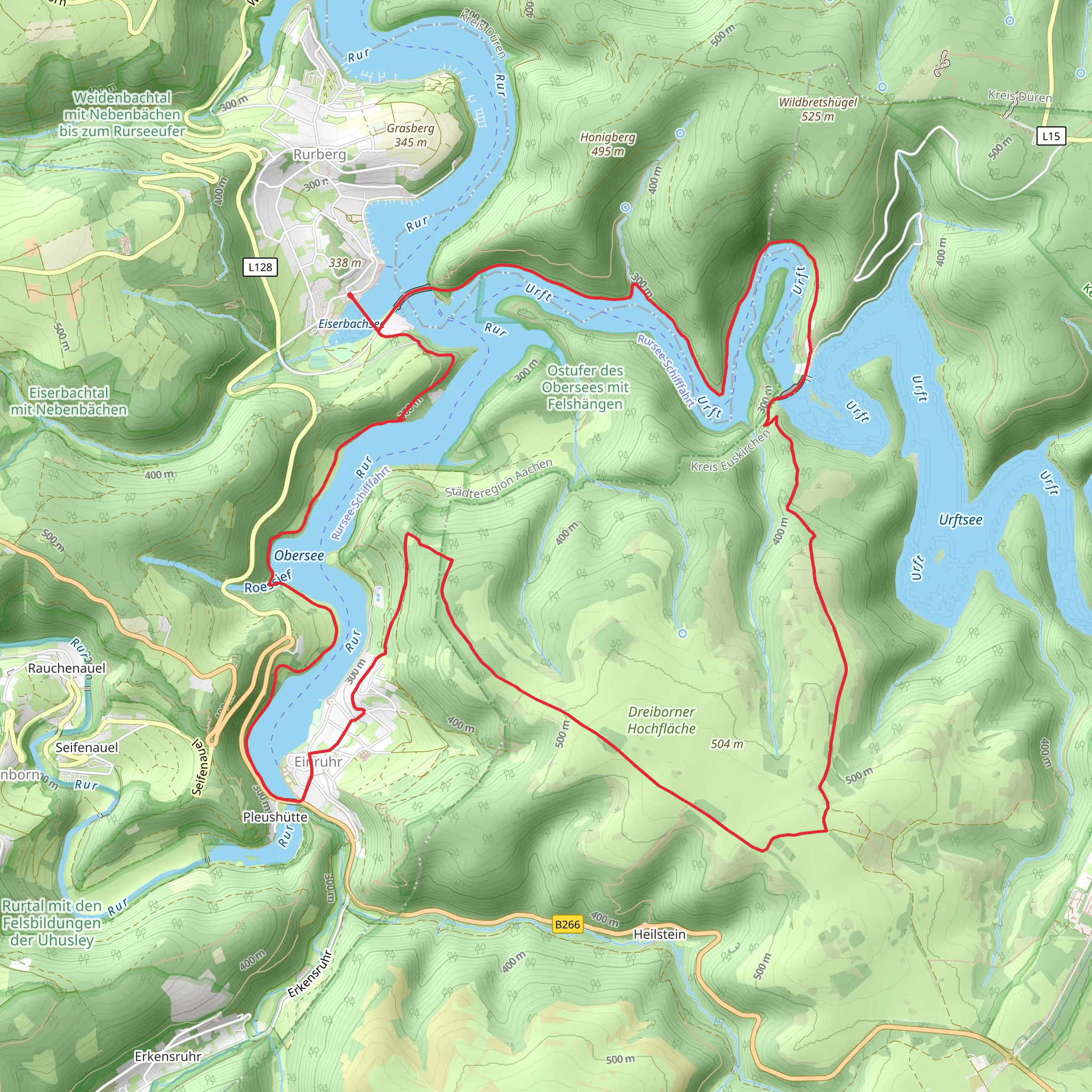Obersee and Ostufer des Obersees mit Felshangen Loop - Einruhr mobile static map