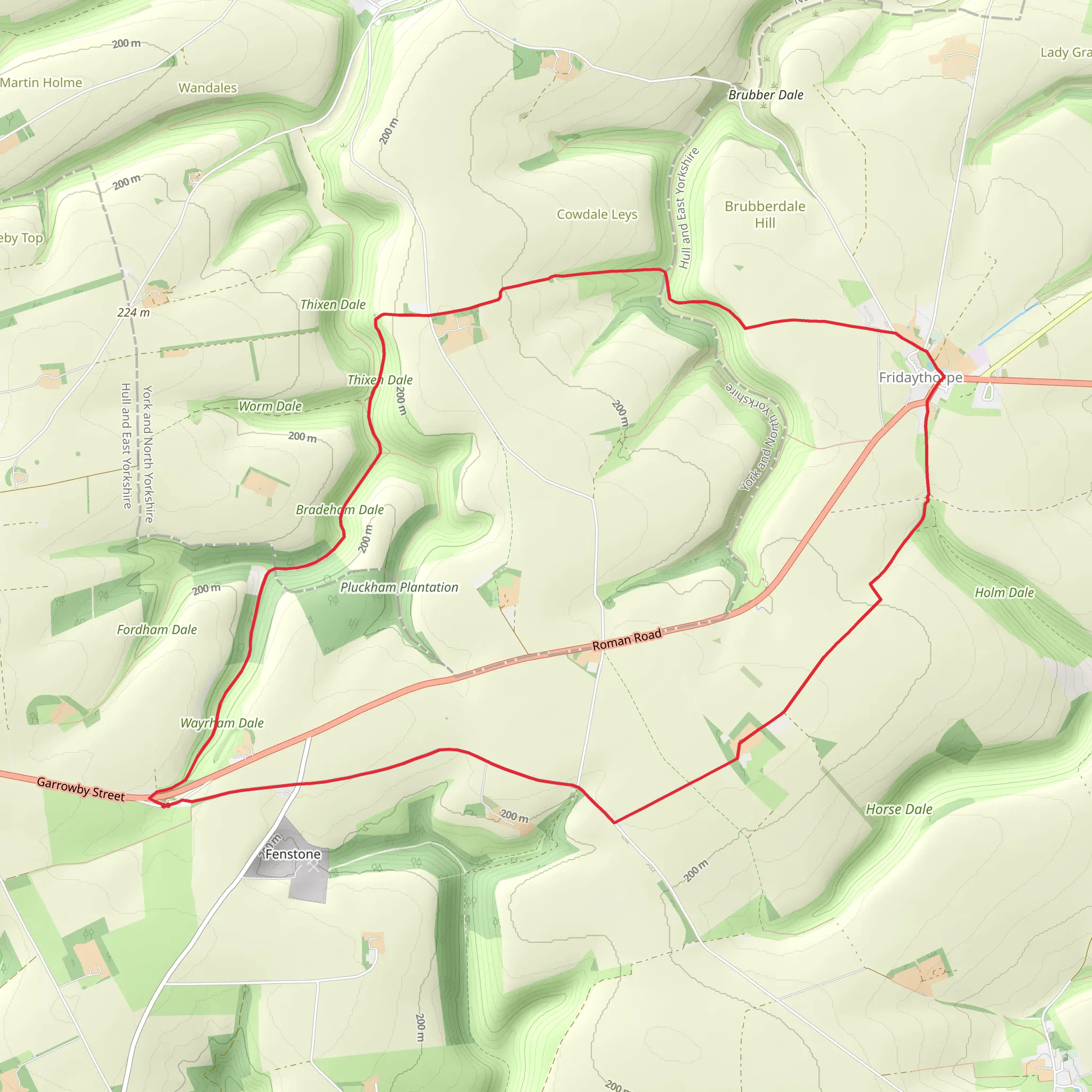 Wayram to Fridaythorpe Circular mobile static map
