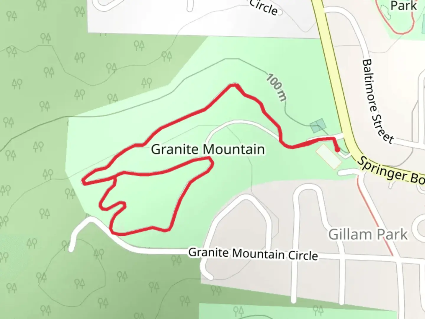 An image depicting the trail Granite Mountain and its surrounding area.