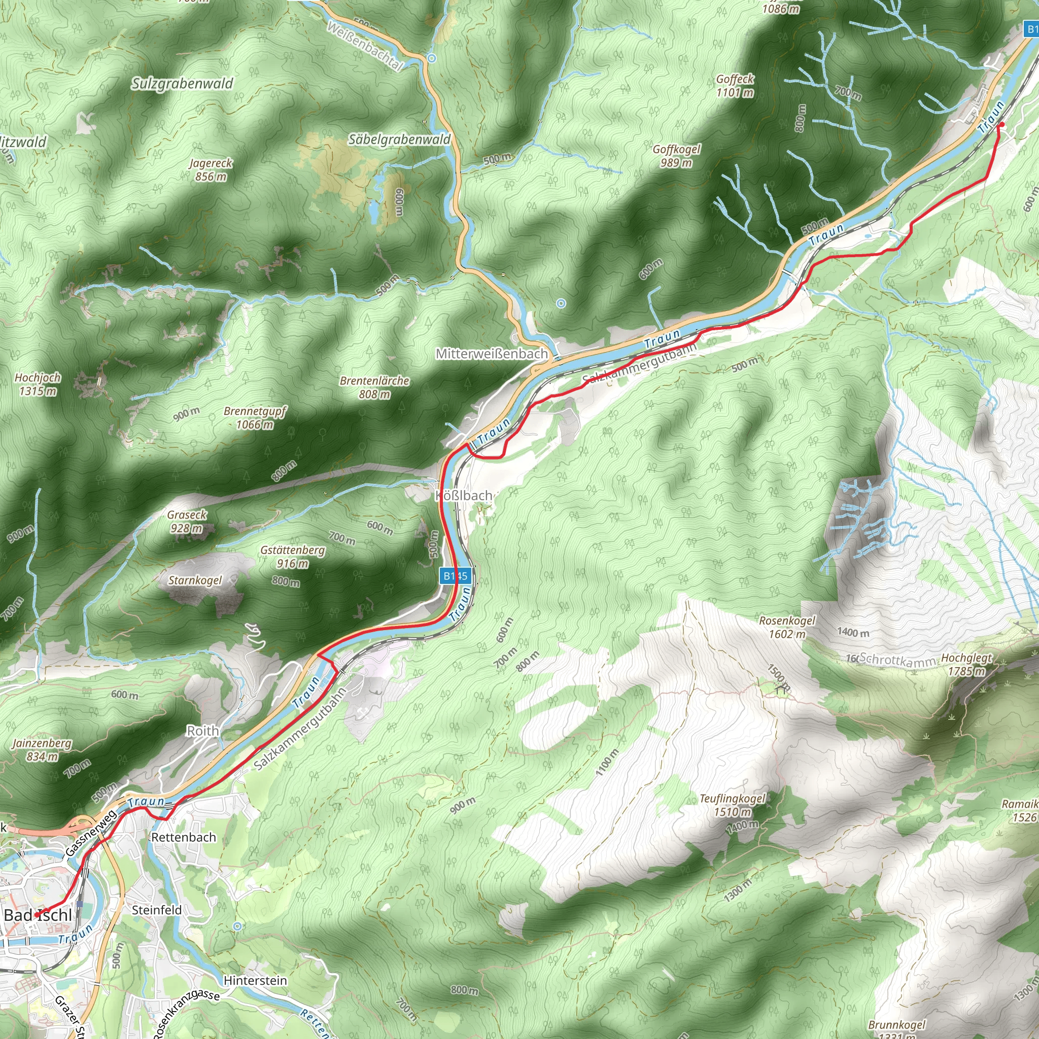 To Ebensee and Lake Traun mobile static map