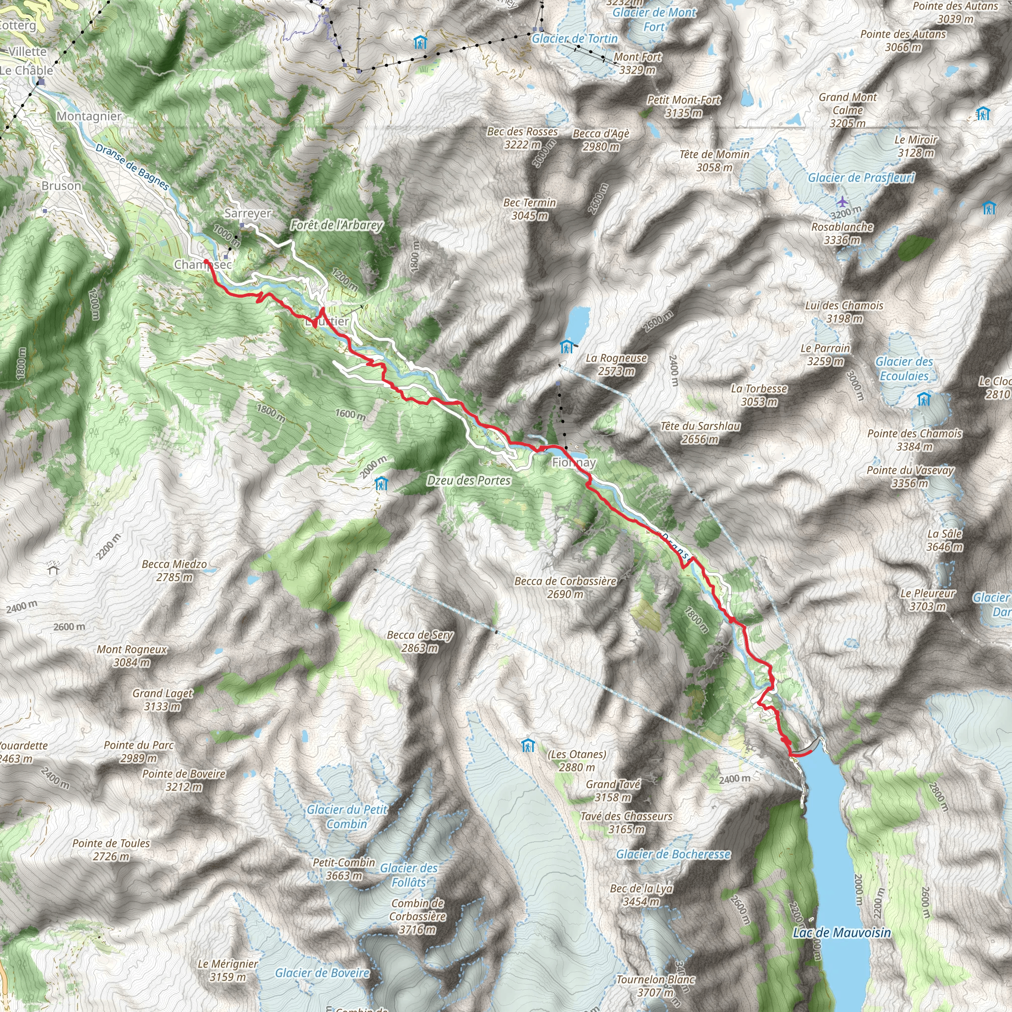 Secluded Val de Bagnes Trail mobile static map