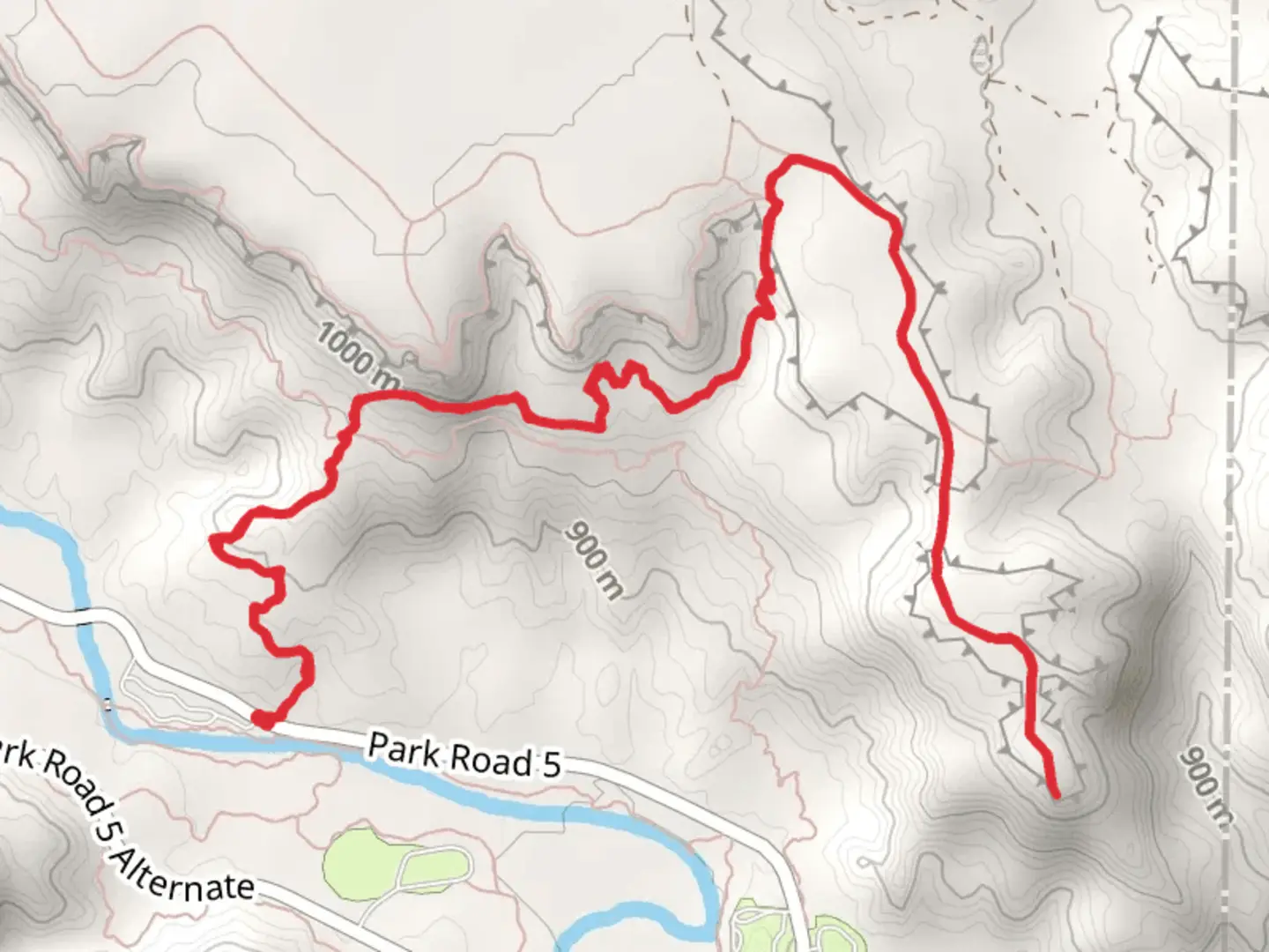 An image depicting the trail Rock Garden Trail and Rylander Fortress Cliff Trail and its surrounding area.