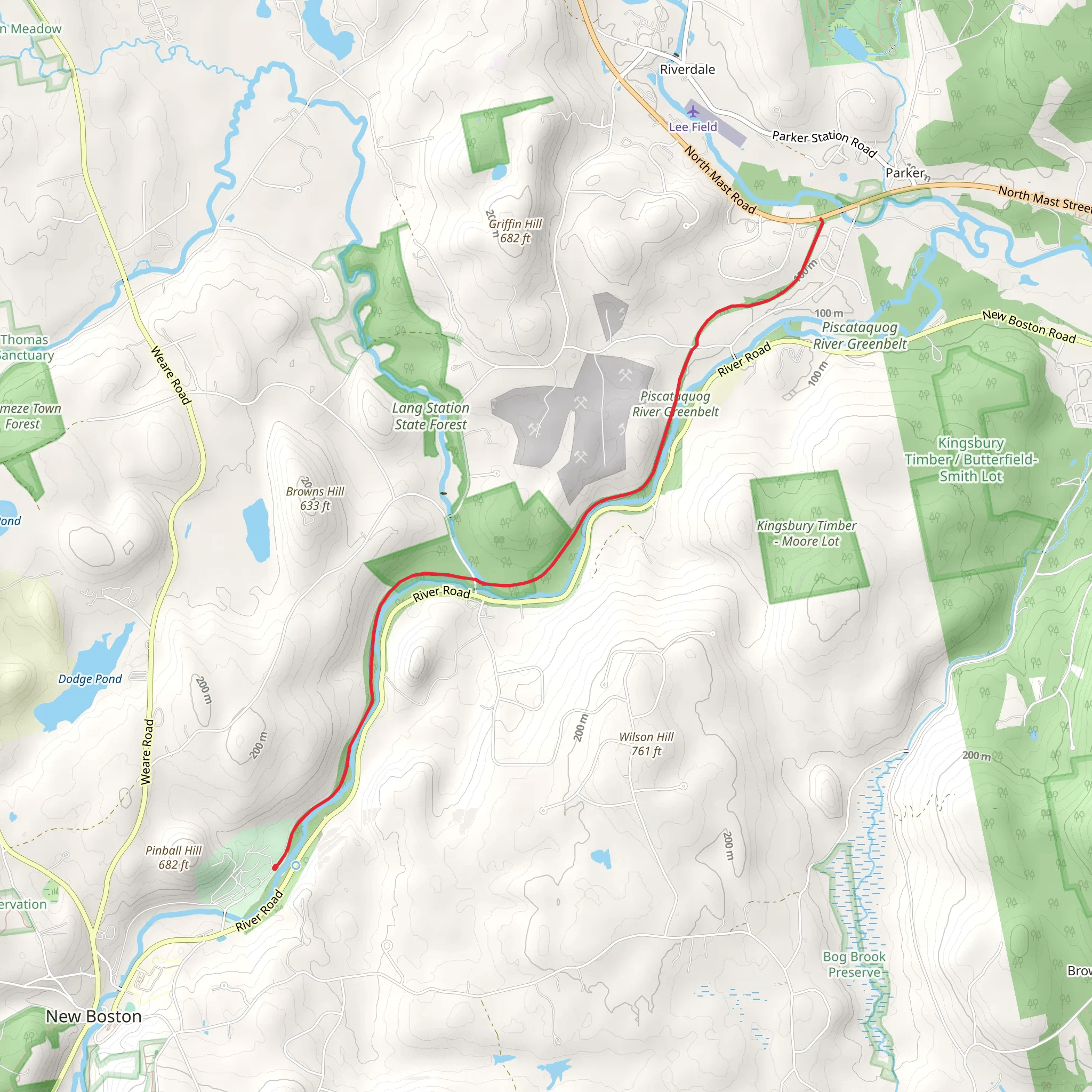 New Boston Rail Trail mobile static map