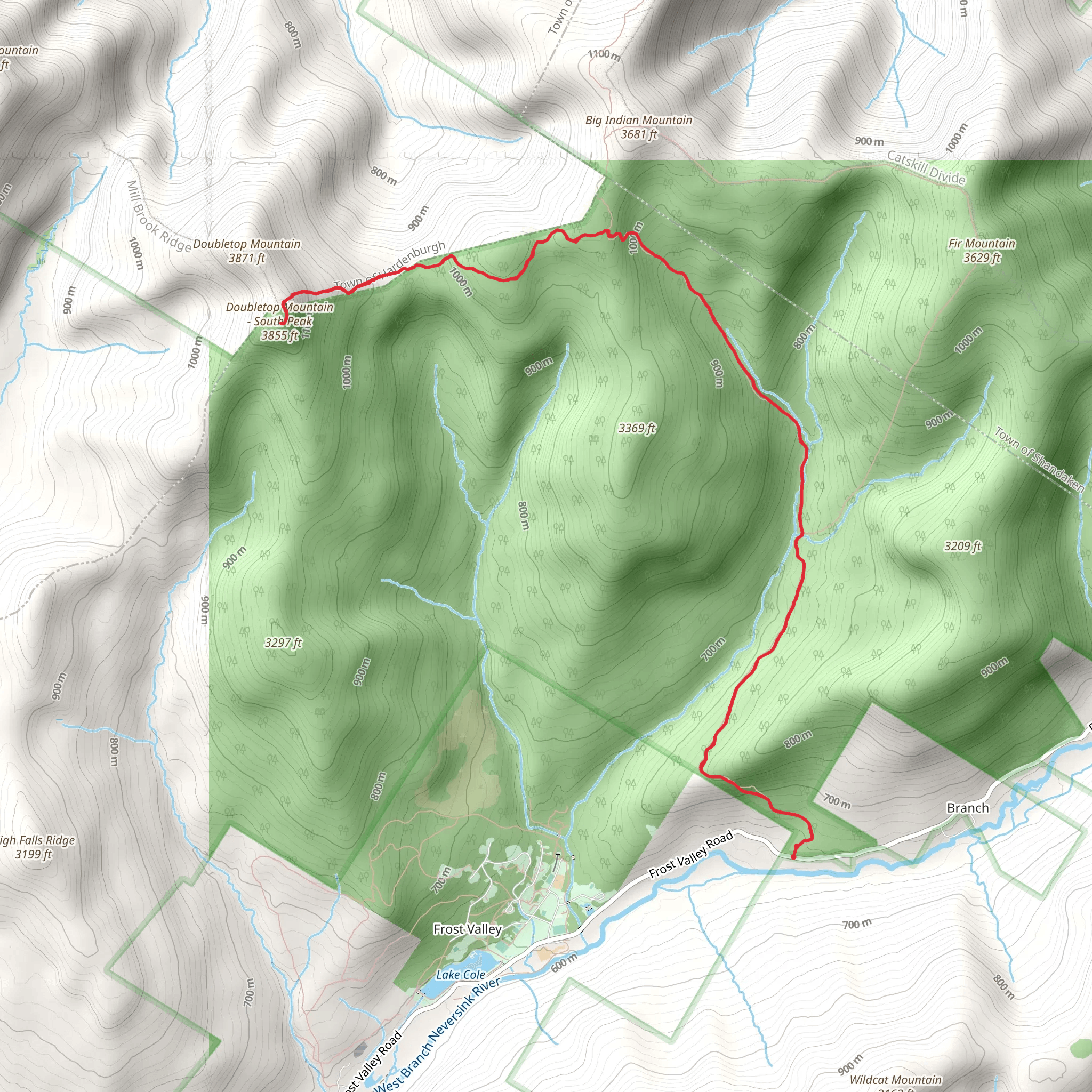 Doubletop Mountain - South Peak Trail mobile static map