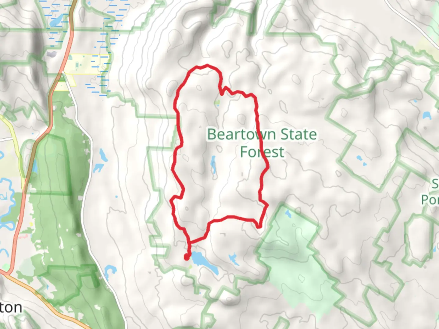 An image depicting the trail Beartown Mountain and Mount Wilcox Loop and its surrounding area.
