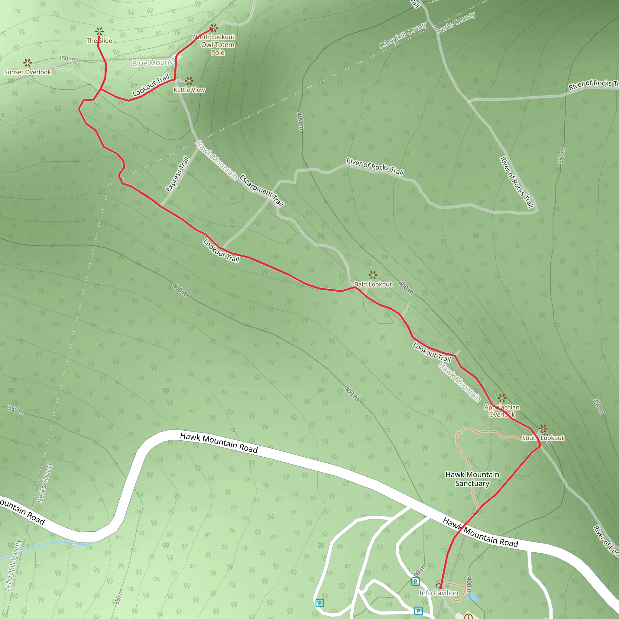 Hawk Mountain North Lookout Trail mobile static map