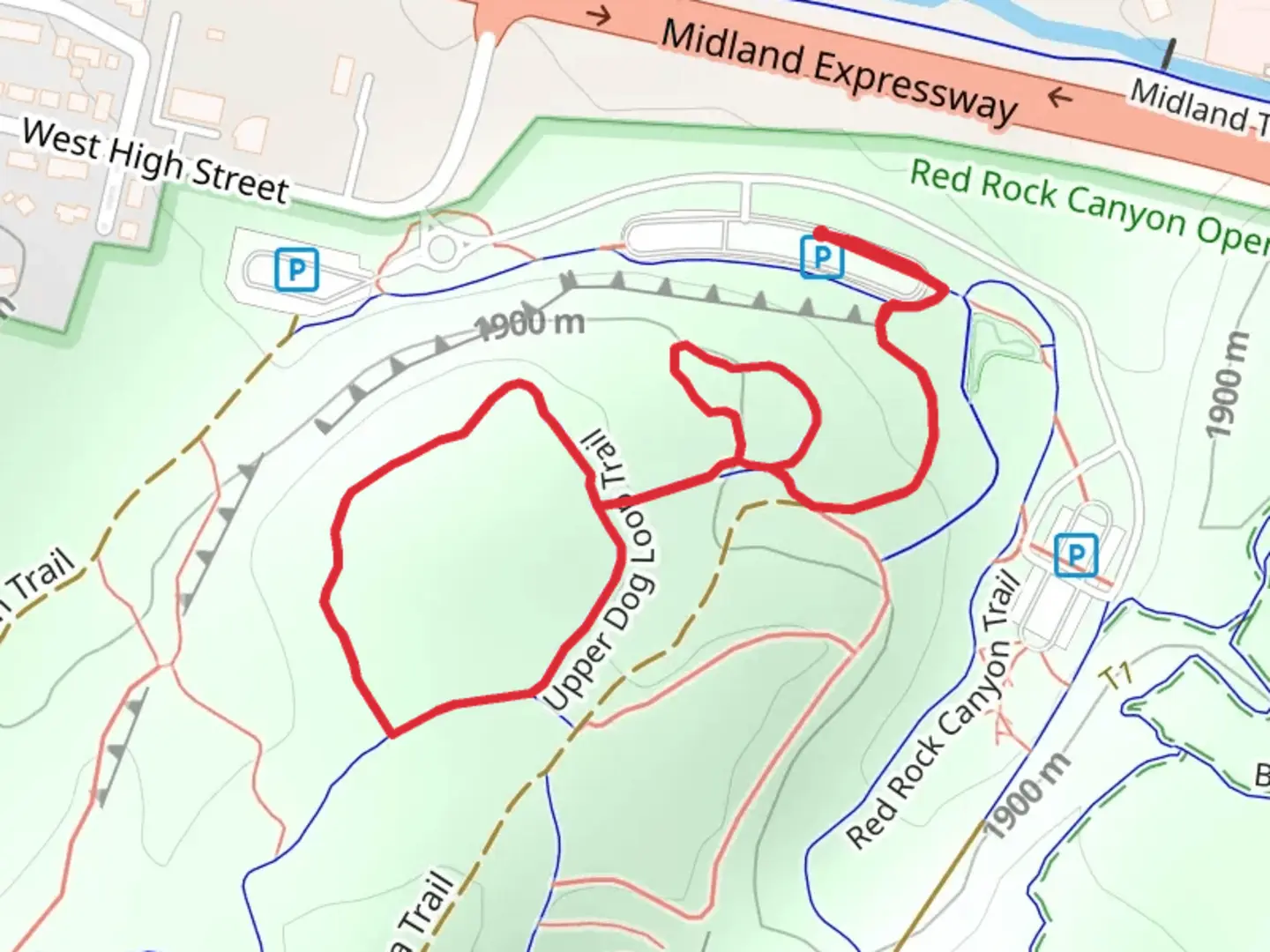 An image depicting the trail Upper-Lower Dog Loop Trail and its surrounding area.