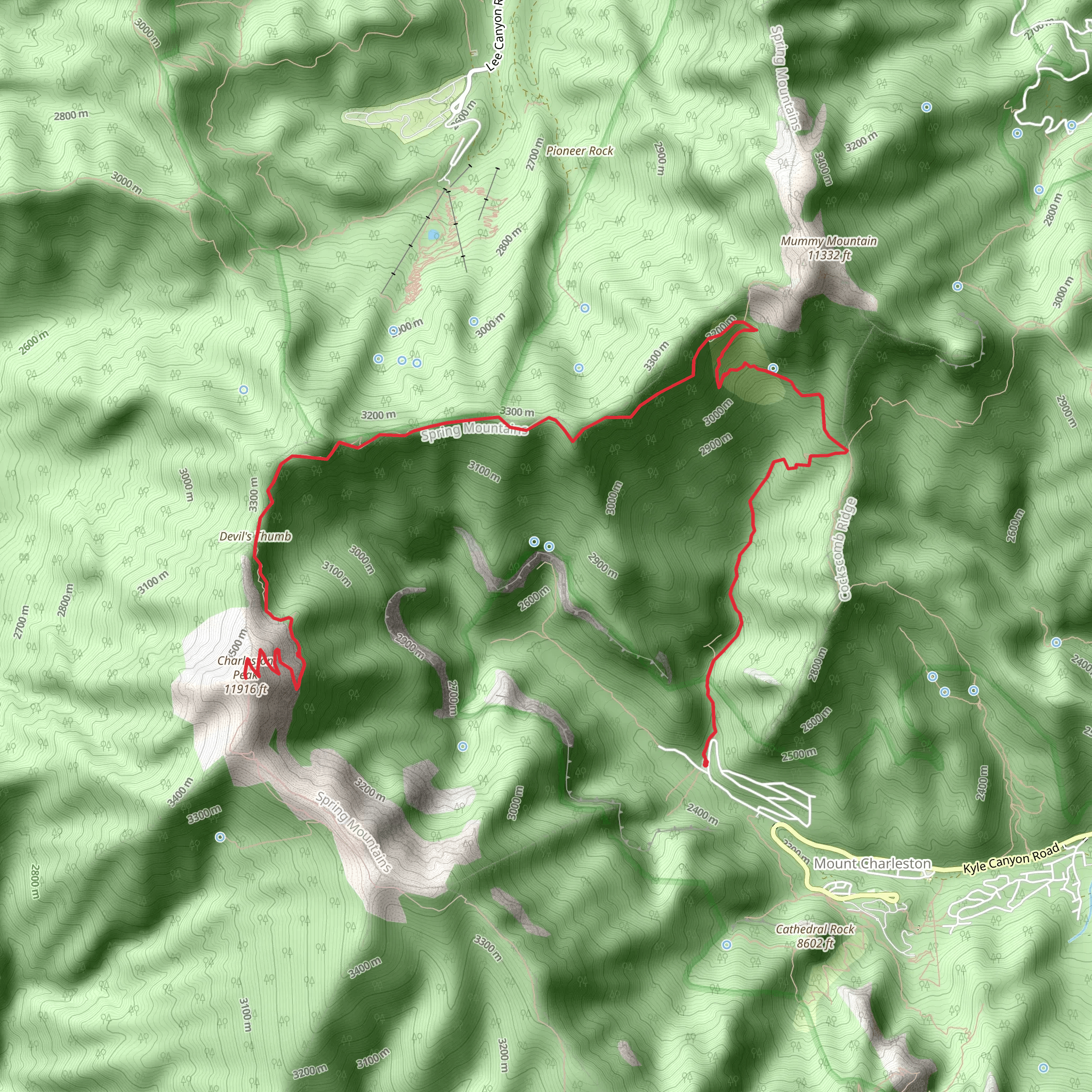 Charleston Peak Trail mobile static map