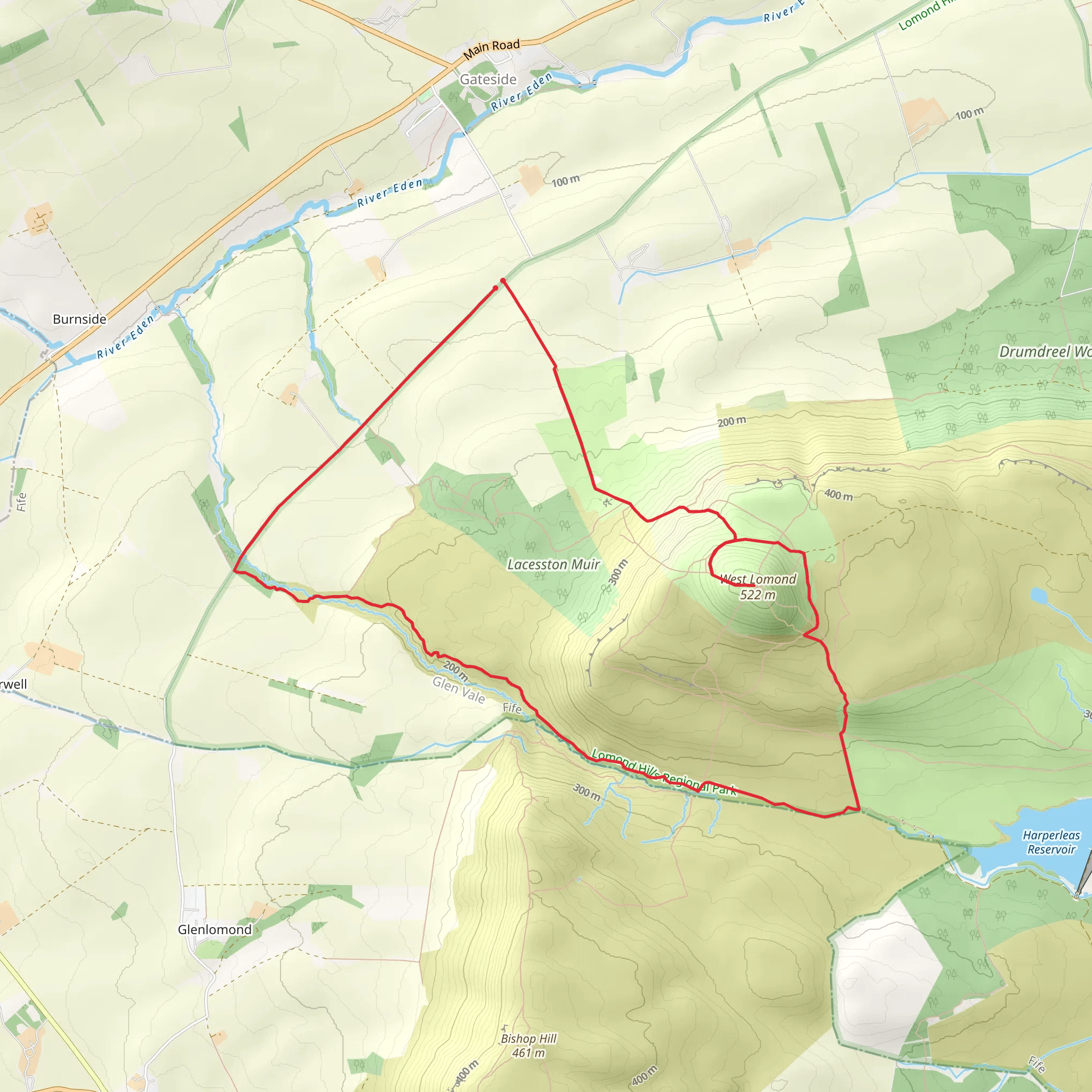 West Lomond from near Gateside mobile static map