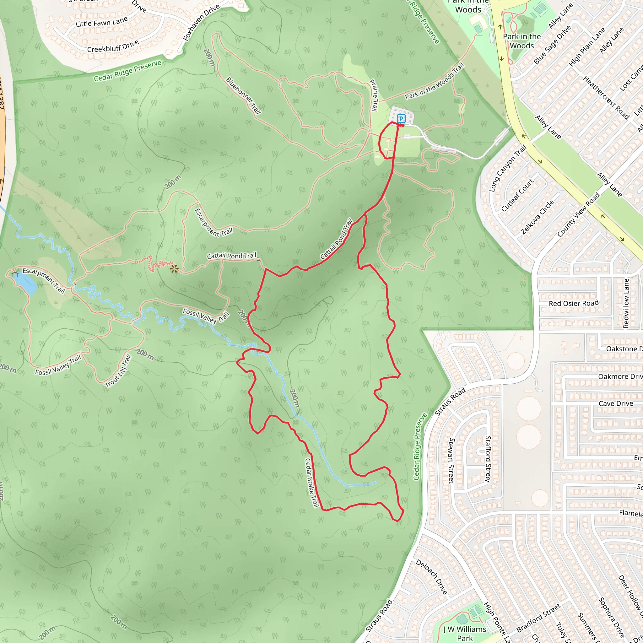 Cedar Brake and Catail Pond Loop Trail mobile static map