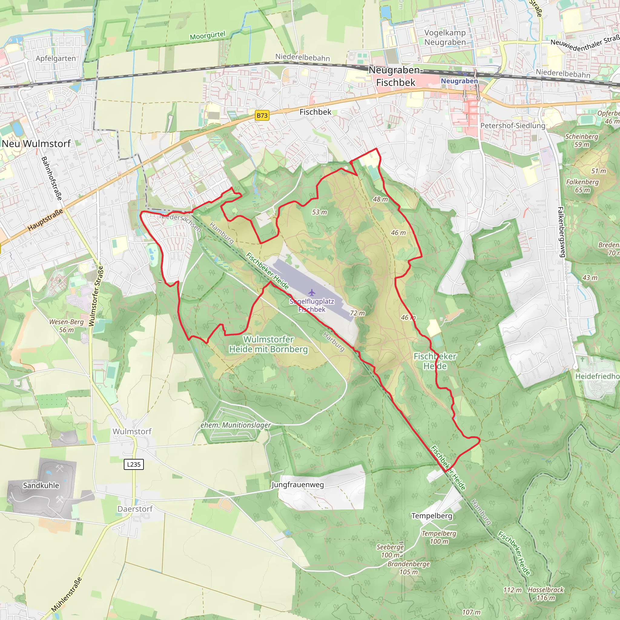 Aussicht Elbtal via Wander-Tour Wulmstorfer Heilde and Heideschleife Fischbecker Heide mobile static map