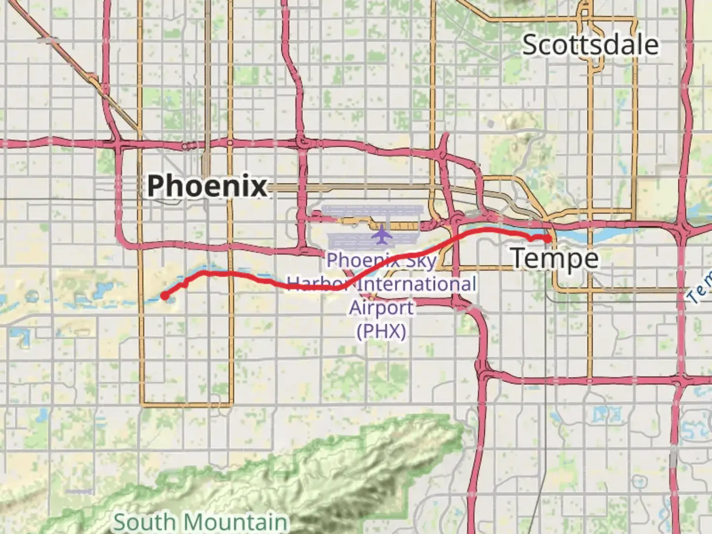 An image depicting the trail Rio Salado Pathway and Salt River Shore and its surrounding area.