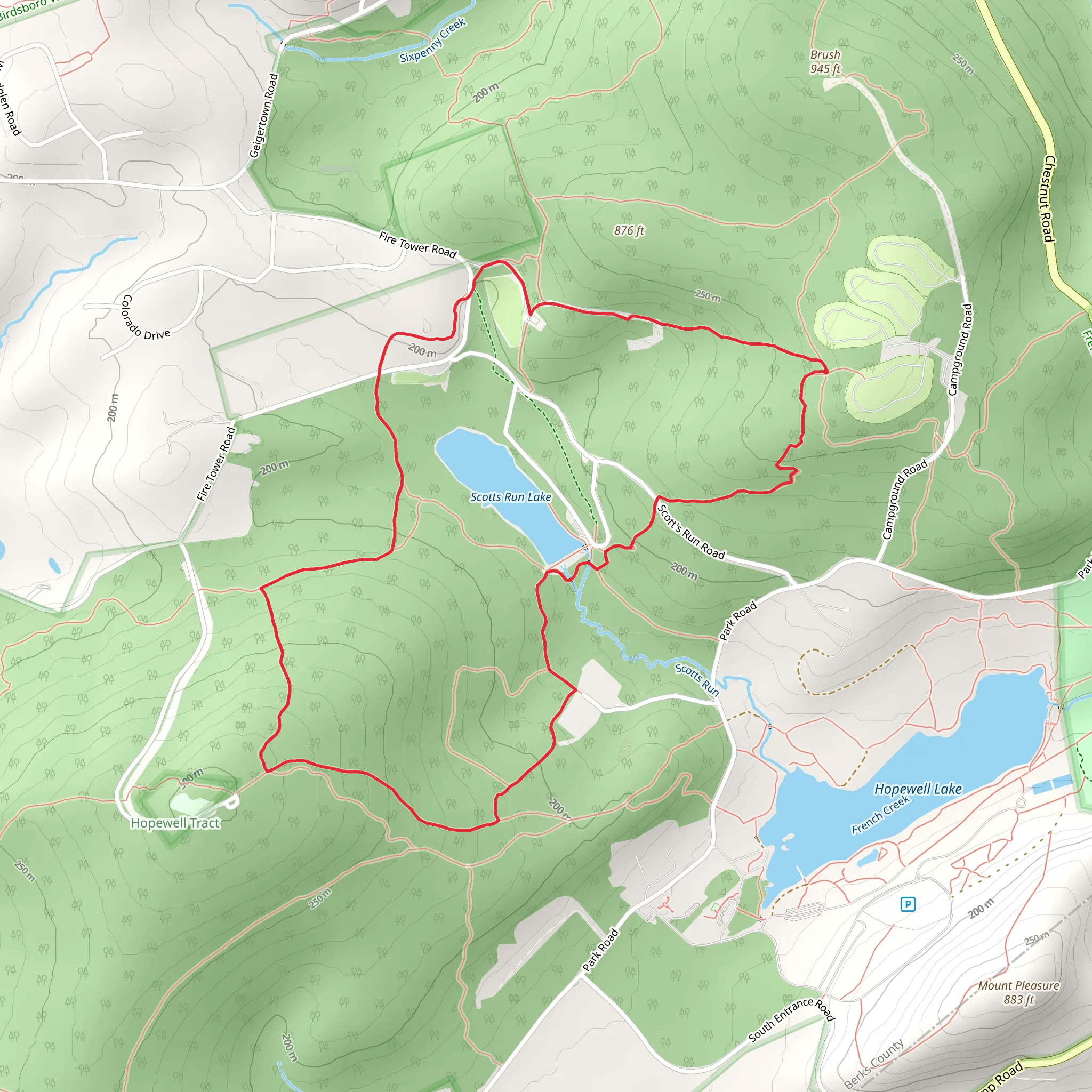 Boone Trail via Scott Run Lake mobile static map