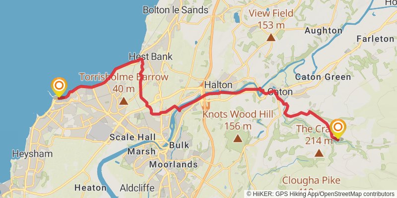Sea to Sea from Whitby to Morecambe stage 14 Map