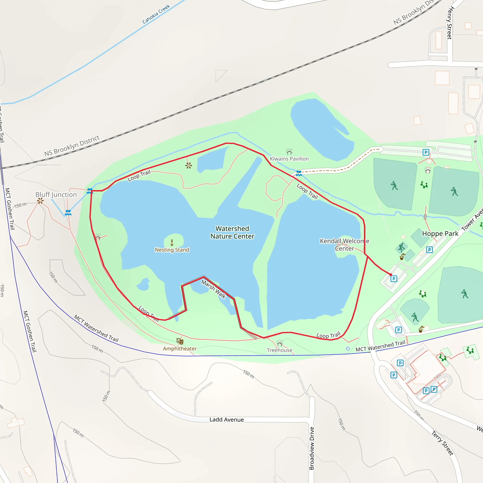 Watershed Nature Center Loop mobile static map